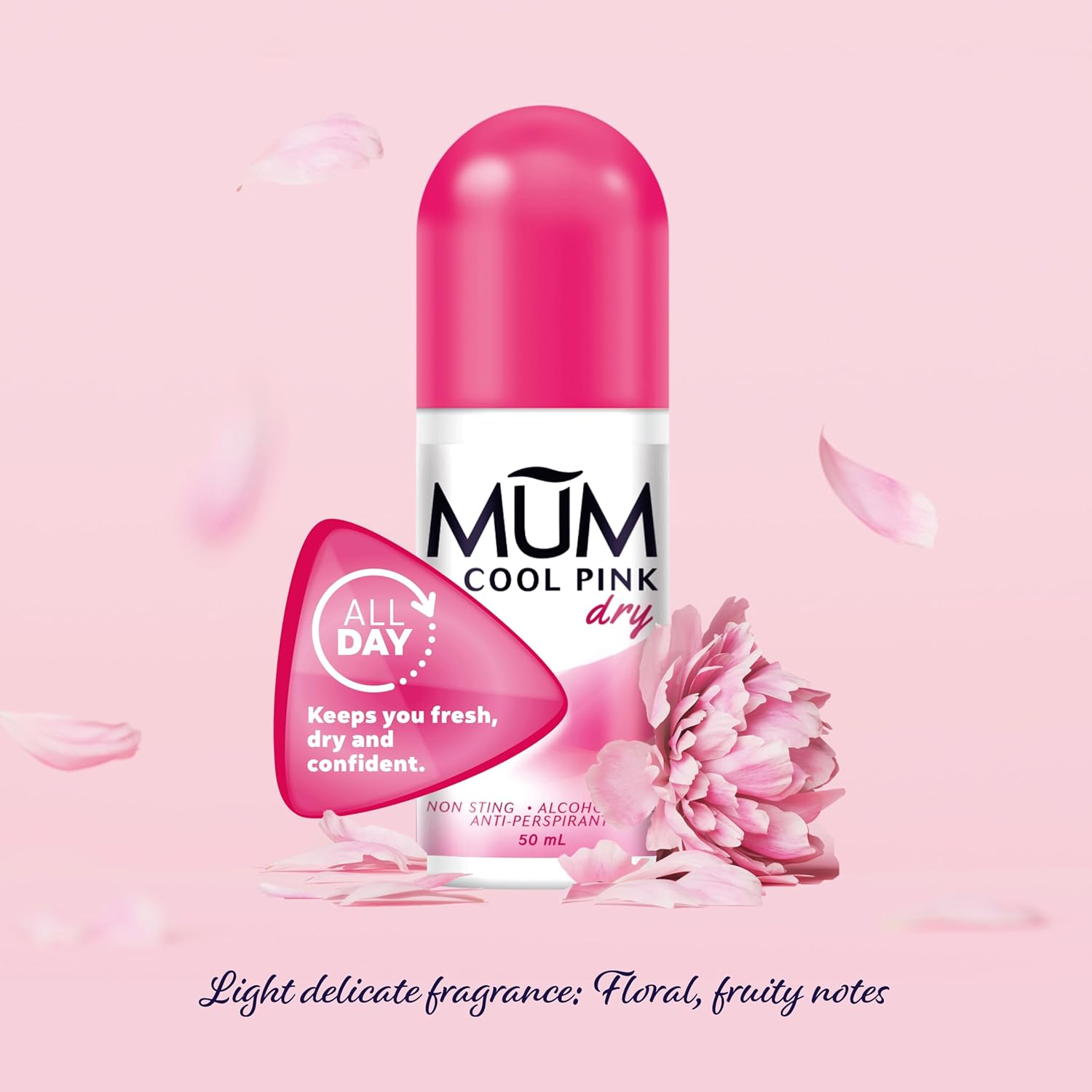 Mum Dry Cool Pink All Day Roll on Antiperspirant Dedorant 50 Ml