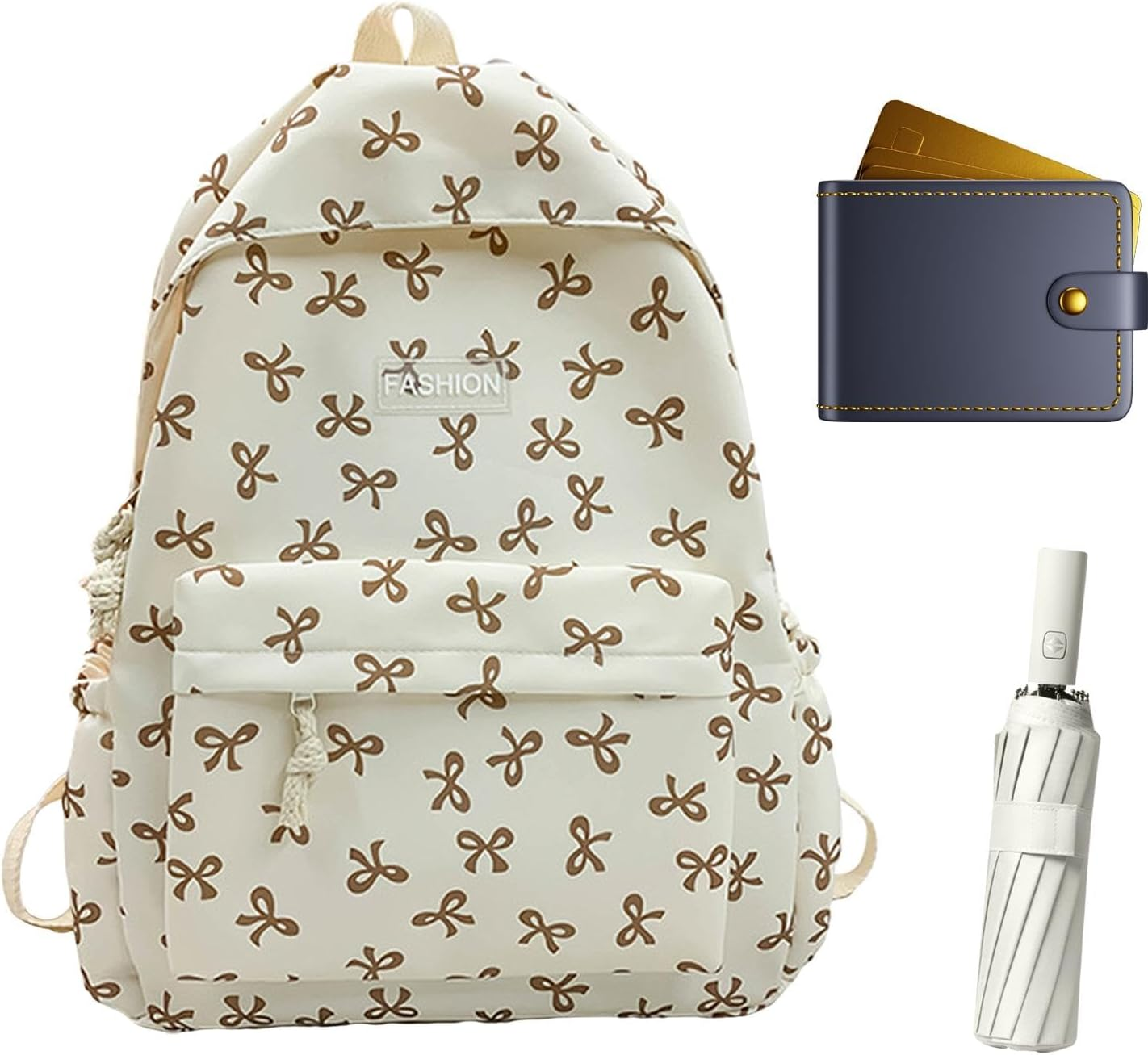 Bow Backpack - Teen Girls Bow Backpack, Casual Bow Daypack, Polyester Student Bow School Bag, Multi Purpose Middle School Student Travel Shoulder Bag for Notebook, Water Bottle, 32 X 15 X 4 Cm