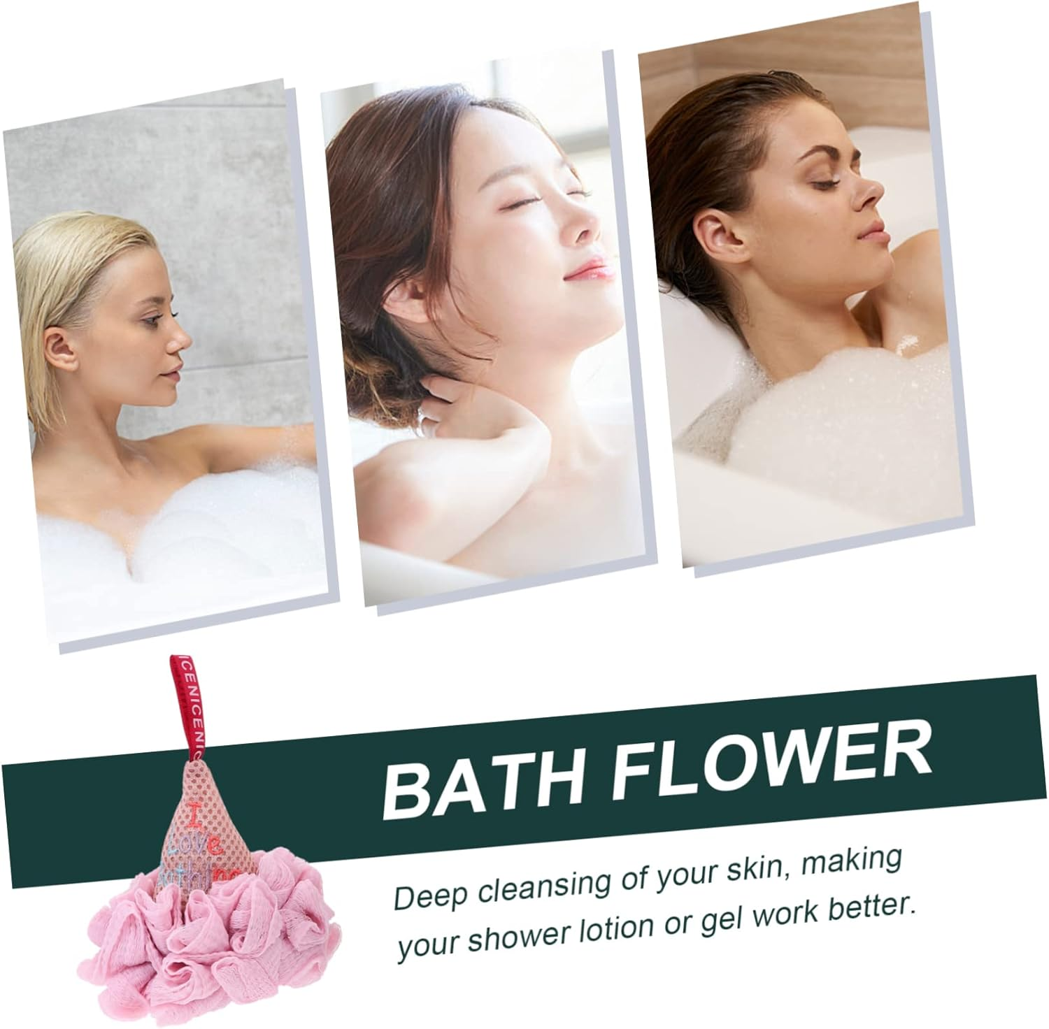 Housoutil 3 Sets Ice Shape Shower Balls Bubble Making Nets for Bath Shower Assorted Bath Flowers Supplies for Family Fun Random Color image number 4