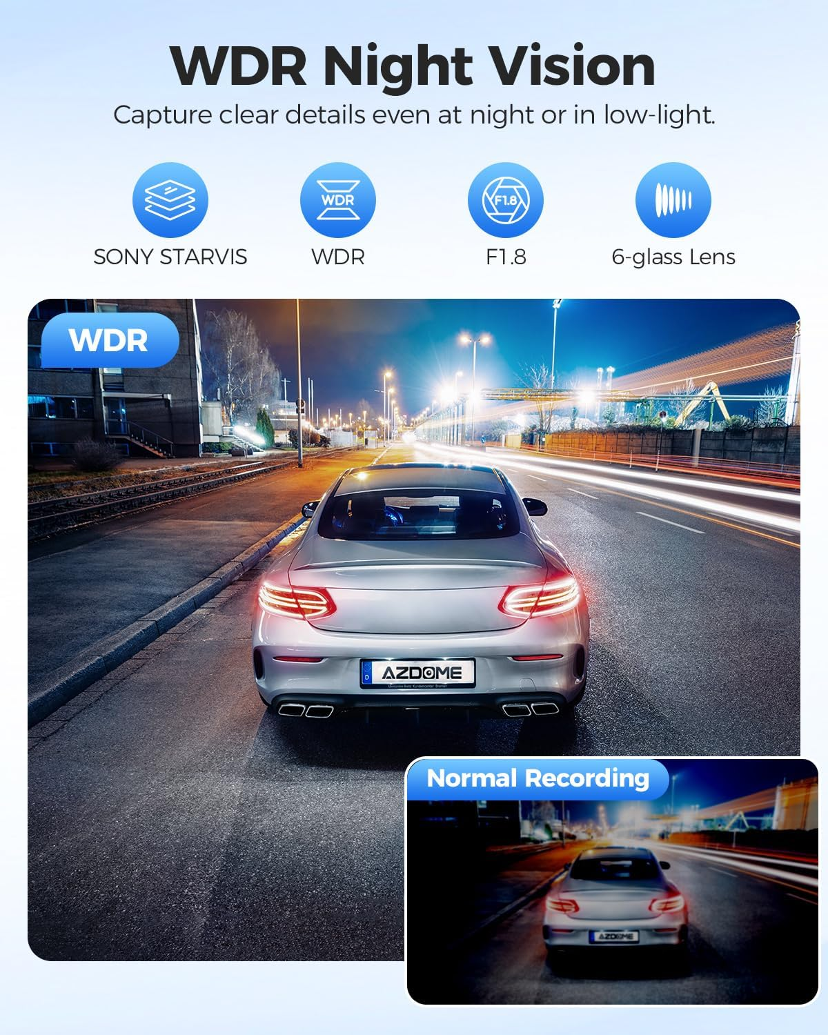 AZDOME 4K Dash Cam Front and Rear, STARVIS Night Vision, UHD 2160P Wifi Dash Camera for Cars with GPS, Included 64GB Card, 2.4" IPS Screen Dashcam, 170&deg;Wide Angle, WDR, 24H Parking Mode (GS63H Pro)