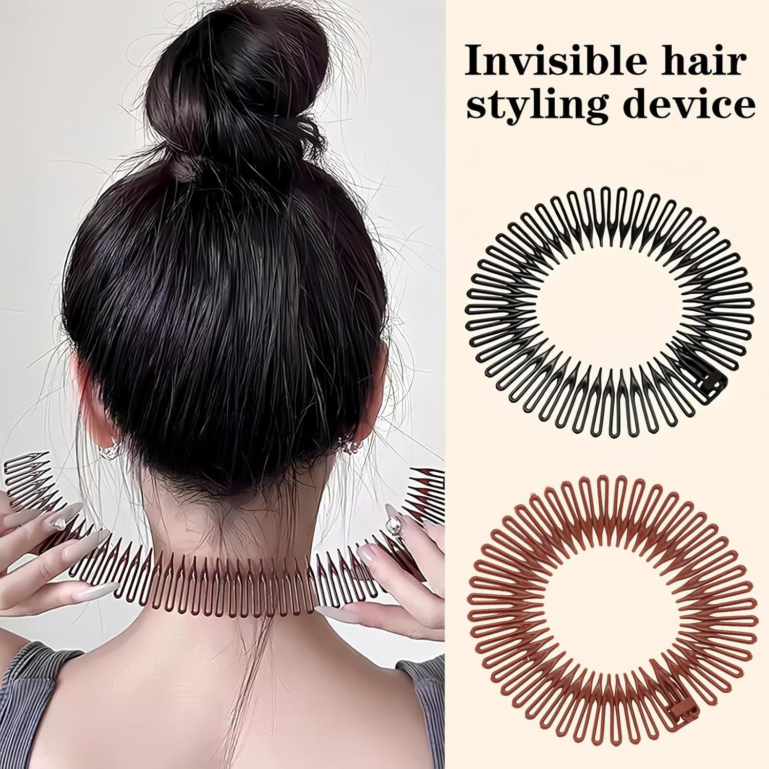 Full Circular Stretch Flexible Zig Zag Hairband, 6Pcs Flexible Plastic Circle Combs with Circular Tooth Headbands, Flexible Plastic Circles Comb Full Circular Tooth Headbands image number 1