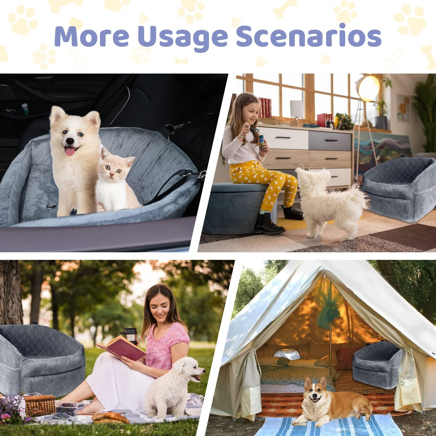 Dog Car Seat for Small/Medium Dogs, Upgrade Dog Booster Seat,Detachable and Washable Pet Car Seats with Thick Cushion Safety Leash and Storage Pockets(Brown)