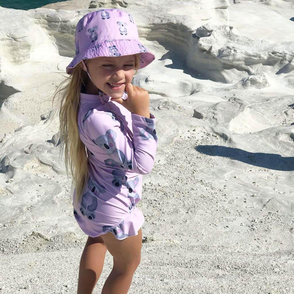 Cheeky Chickadee Pink Koala Girls Long Sleeve Zip Swimmers |6-12M image number 2