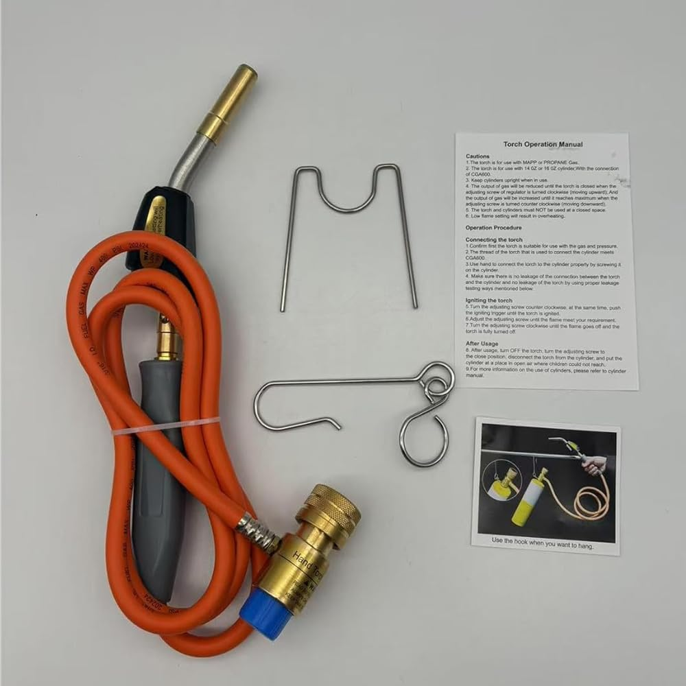 High Intensity Propane Torch with Self Ignition, Mapp MAP Gas Welding Torch with 3 Nozzles & 1.5M Hose Maximum Operating Temperature 1850℃, for Welding, High Temperature Heating, Etc. image number 6