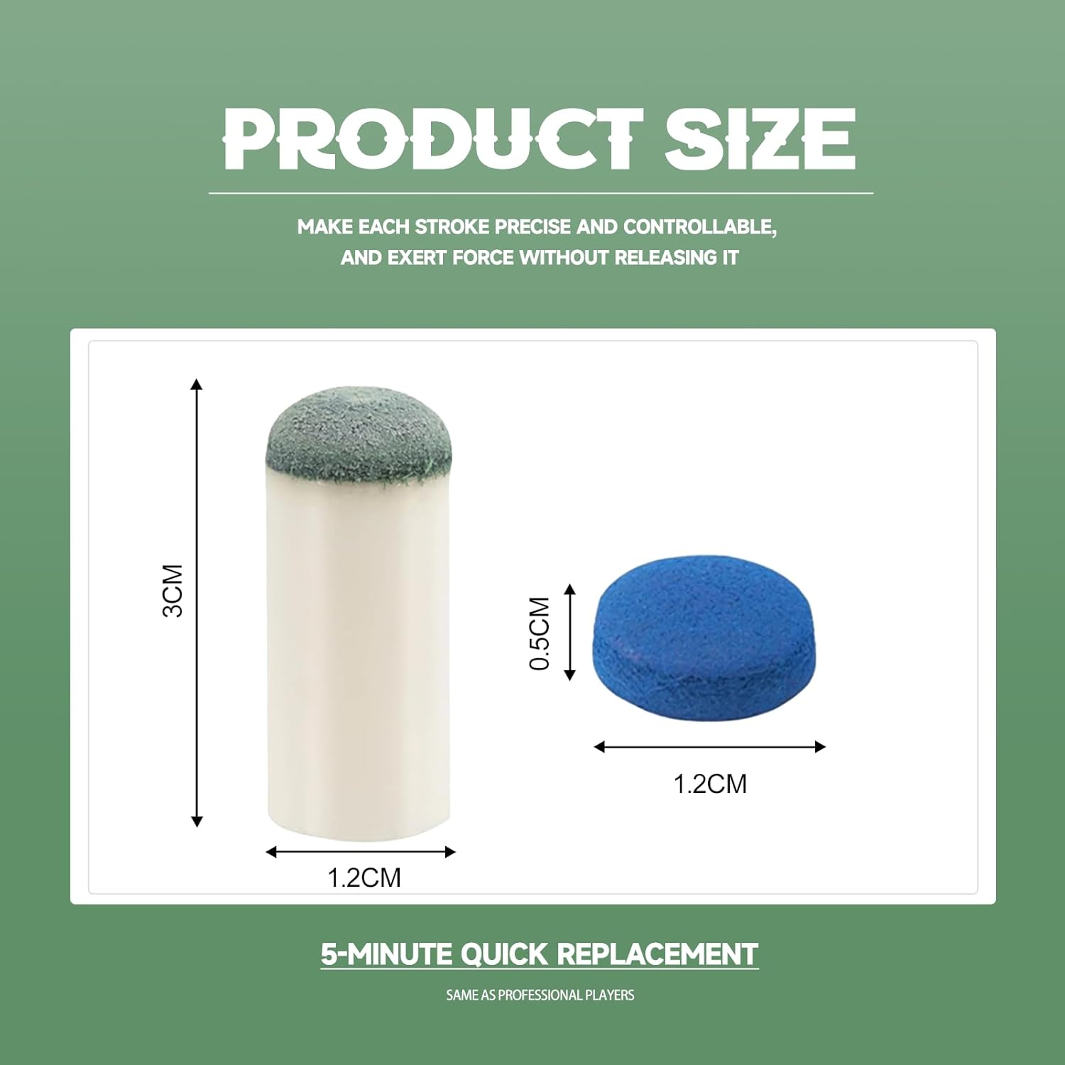 Pool Cue Tips Replacement Kit 20 Pack Durable Hard Leather Billiard Accessories Blue Snooker Cue Tips for Professional Players