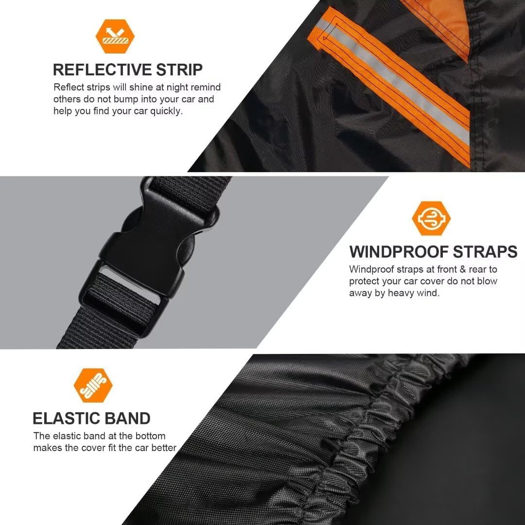 Car Cover Waterproof Breathable Large, Full Car Cover Rain Dust Sun UV Protection Universal Fit Audi A3, Honda Civic, Bmw 2 Series, Mercedes CLA, Skoda Octavia Etc. Fit Saloon (450 to 470Cm) image number 5