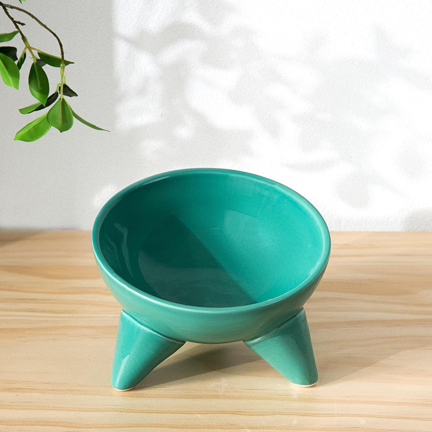 Pet Ceramic High Bowl Slanting Mouth Cat Bowl anti Black Chin Cat Food Bowl Cat Drinking Bowl anti Spill Dog Bowl Supplies-Mint Green image number 5