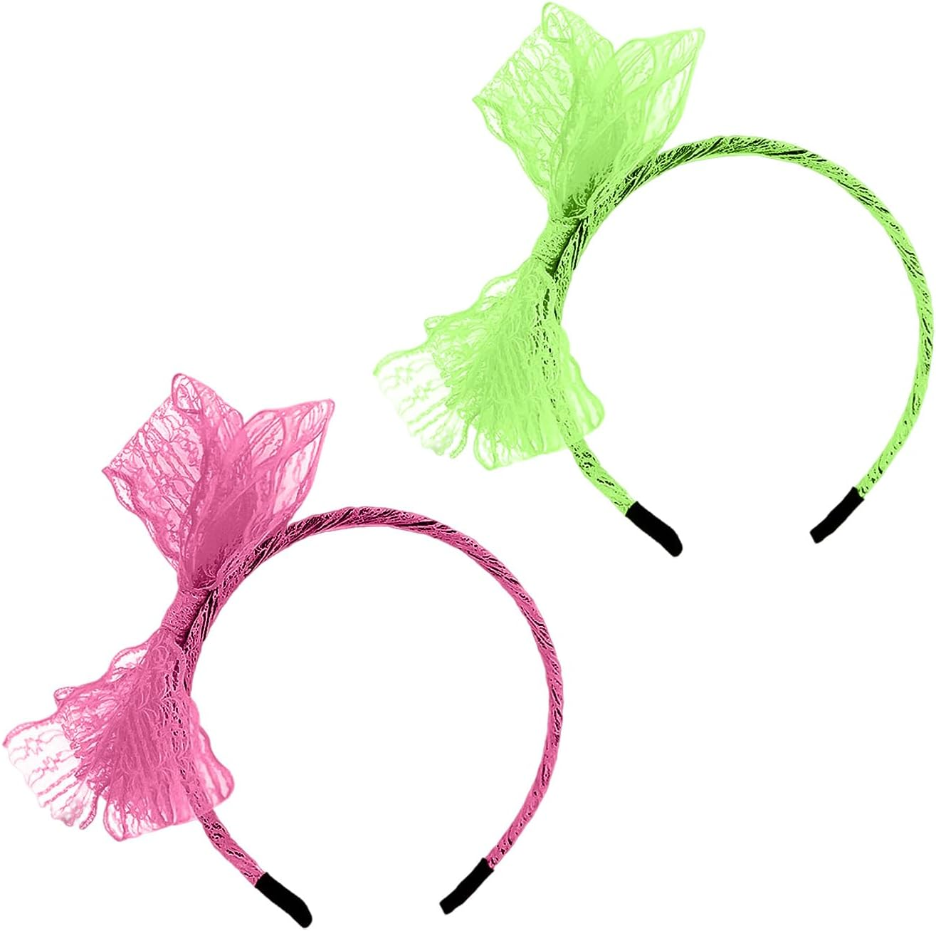 Pack of 2 Lace Bow Headbands, Retro Hair Accessories, Party Clothing Accessories, Headgear for Women, Elees and Simple Headband.