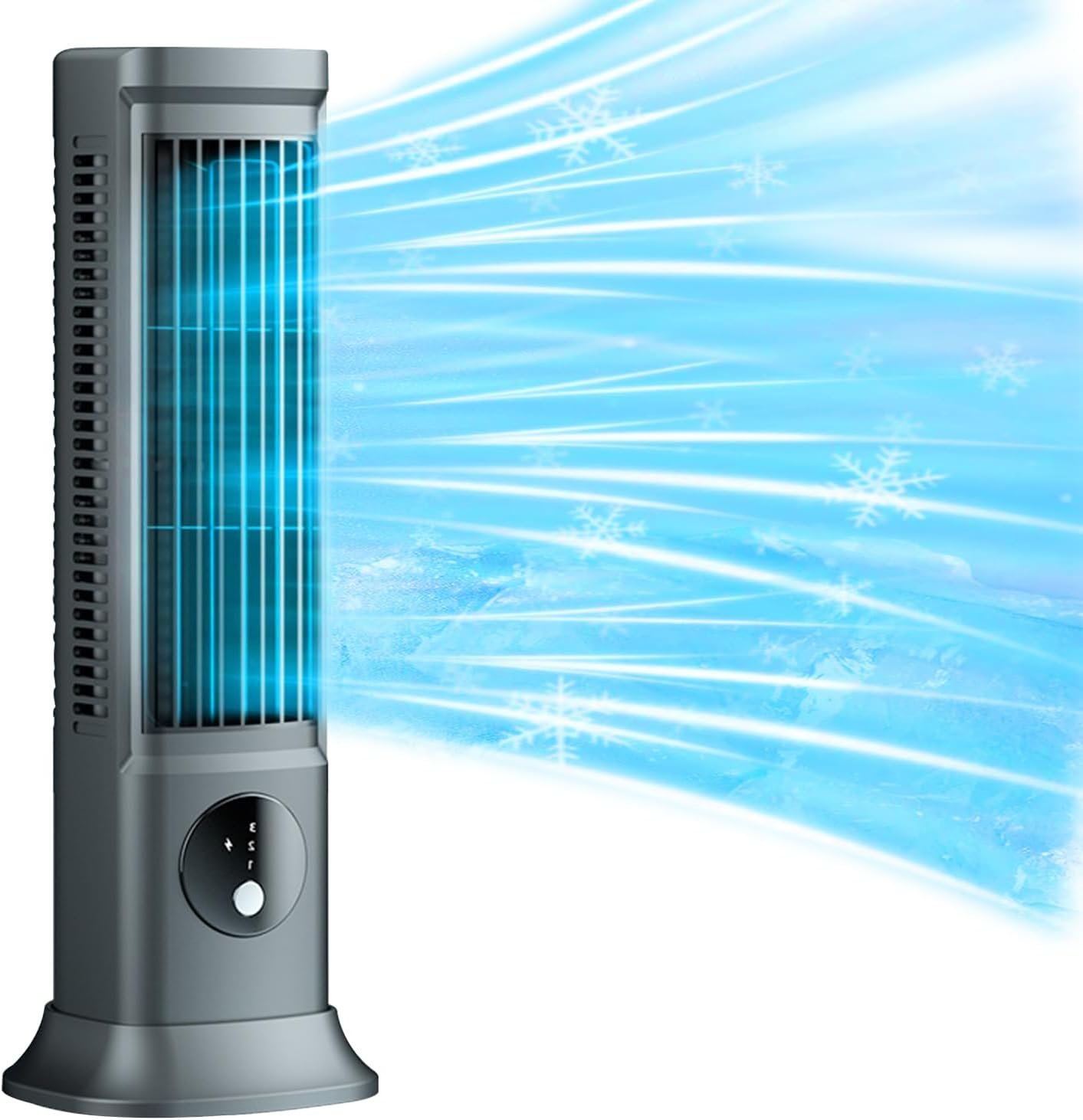 Tower Fan, Bladeless Fan Can Stand or Lie Down, Standing Fan USB-C Rechargeable, Three-Speed Wind, Portable Tower Fan for Indoor Home Room Bedroom Office Use image number 3