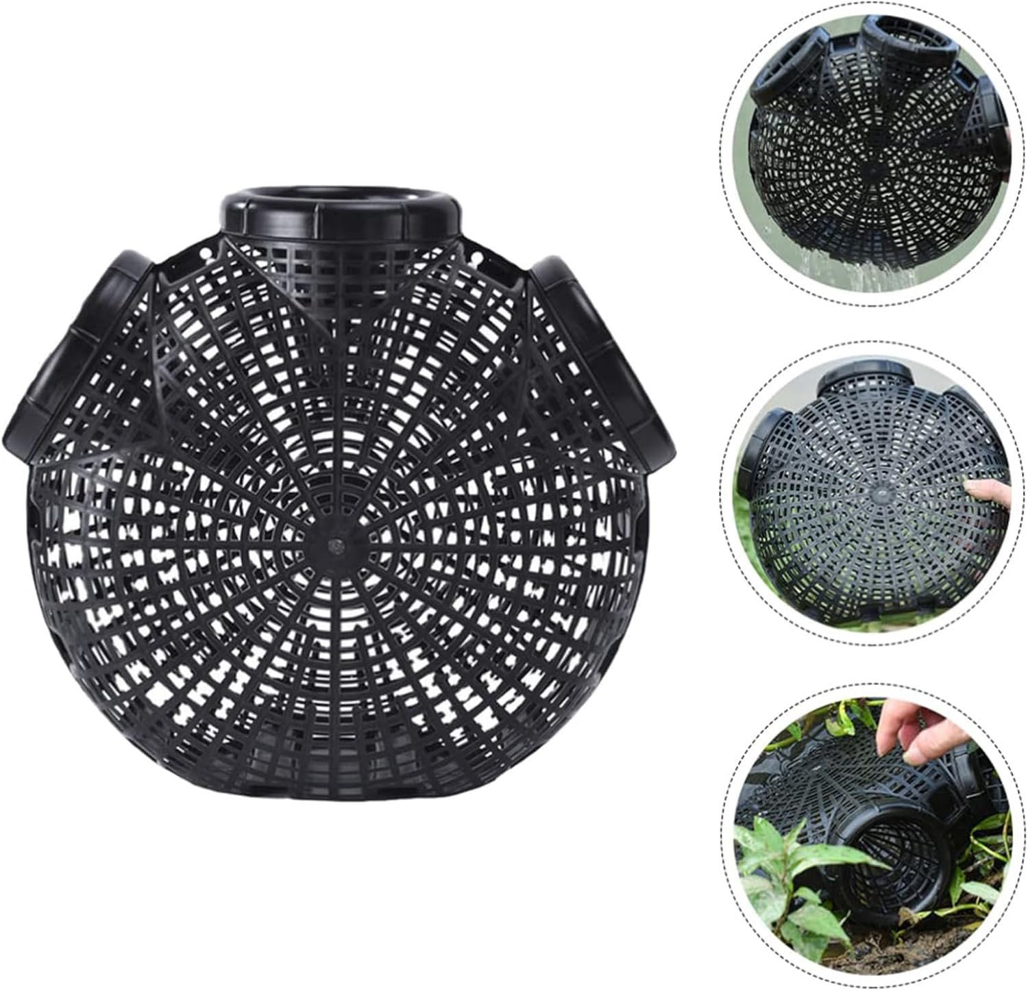 Crab Cage, Foldable Crab Trap Net, Multi Entry Catch Basket, Easy Use Bait Chamber, Saltwater Freshwater Fishing Gear, Durable Mesh Construction, Outdoor Marine Equipment, Black 3-Door Trap image number 2