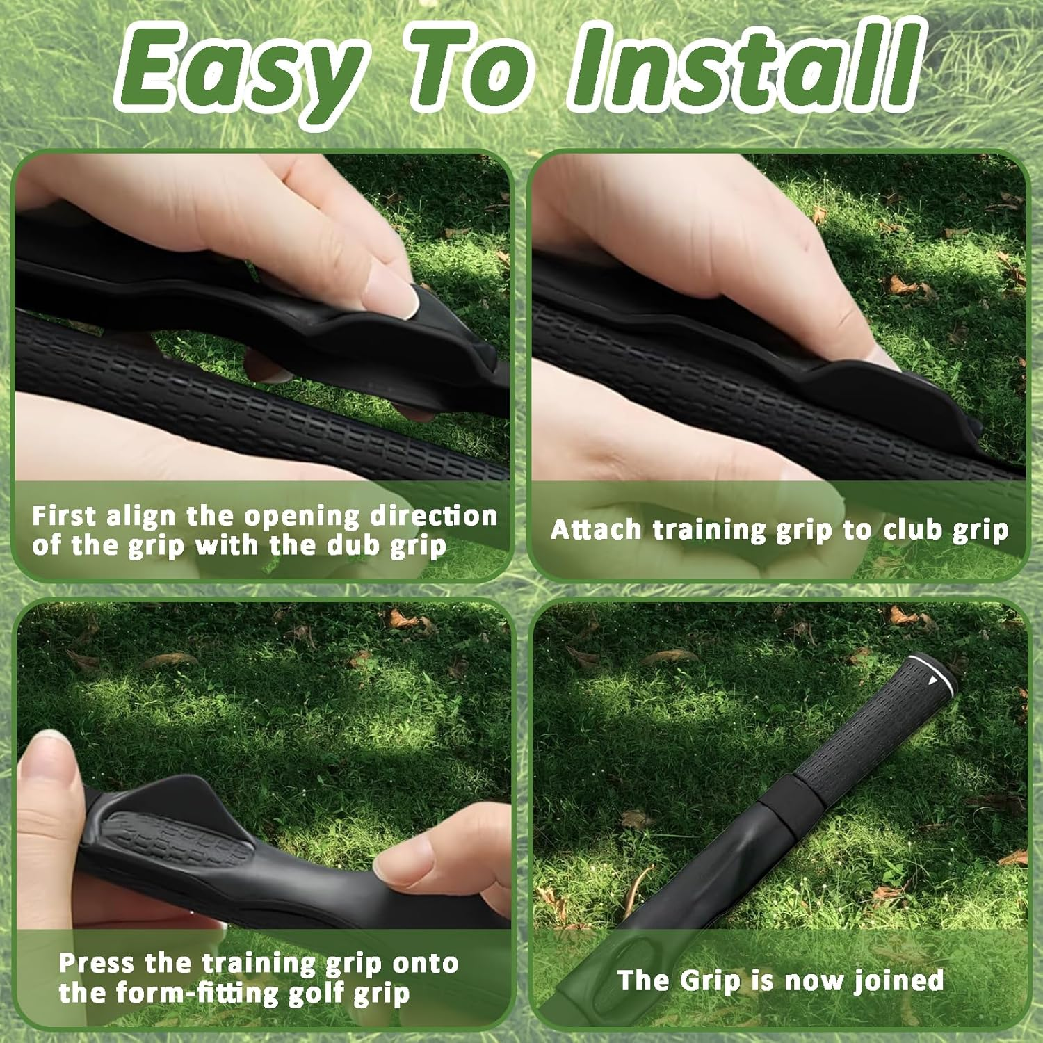 1Pcs Golf Club Grips, Golf Grip Training Aid, Premium Swing Training Aid for Muscle Memory for Golf Beginner Men Women Kids Golf Grip Trainer( Black ) image number 3