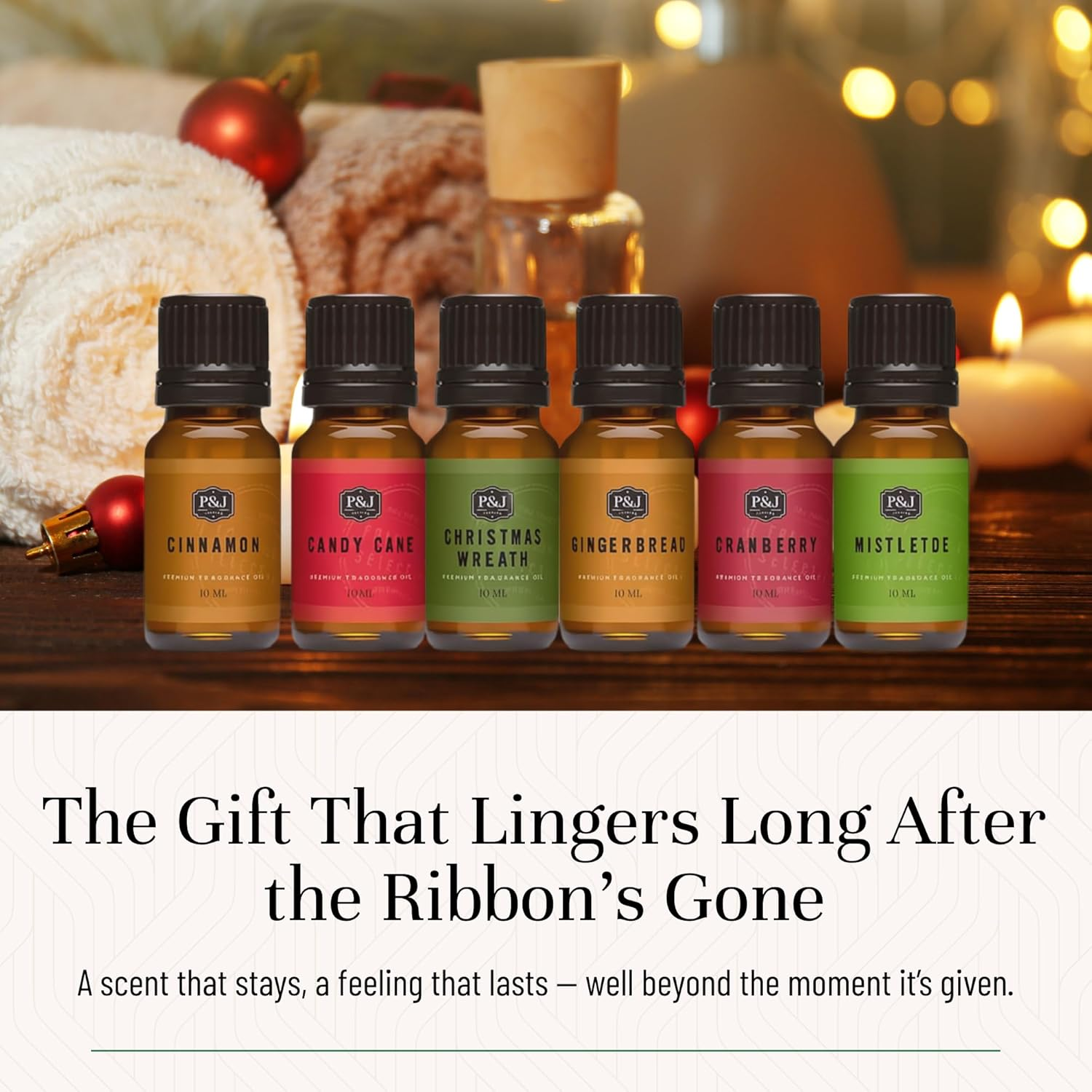 P&J Trading Christmas Set of 6 Premium Grade Fragrance Oils - Christmas Wreath, Mistletoe, Candy Cane, Gingerbread, Cinnamon, Cranberry - 10Ml Each image number 5