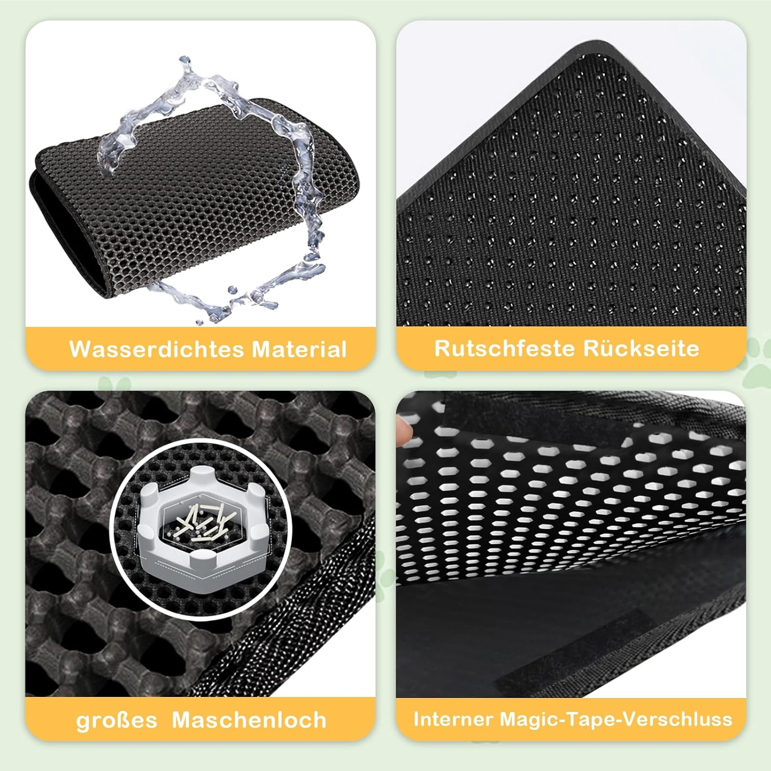 Phantasy Cat Litter Tray Mat 55 X 75 Cm, Black Cat Litter Mat, Honeycomb Design Mat, Waterproof Double Layer Design, Honeycomb Mat, Cat Litter Tray Mat image number 1