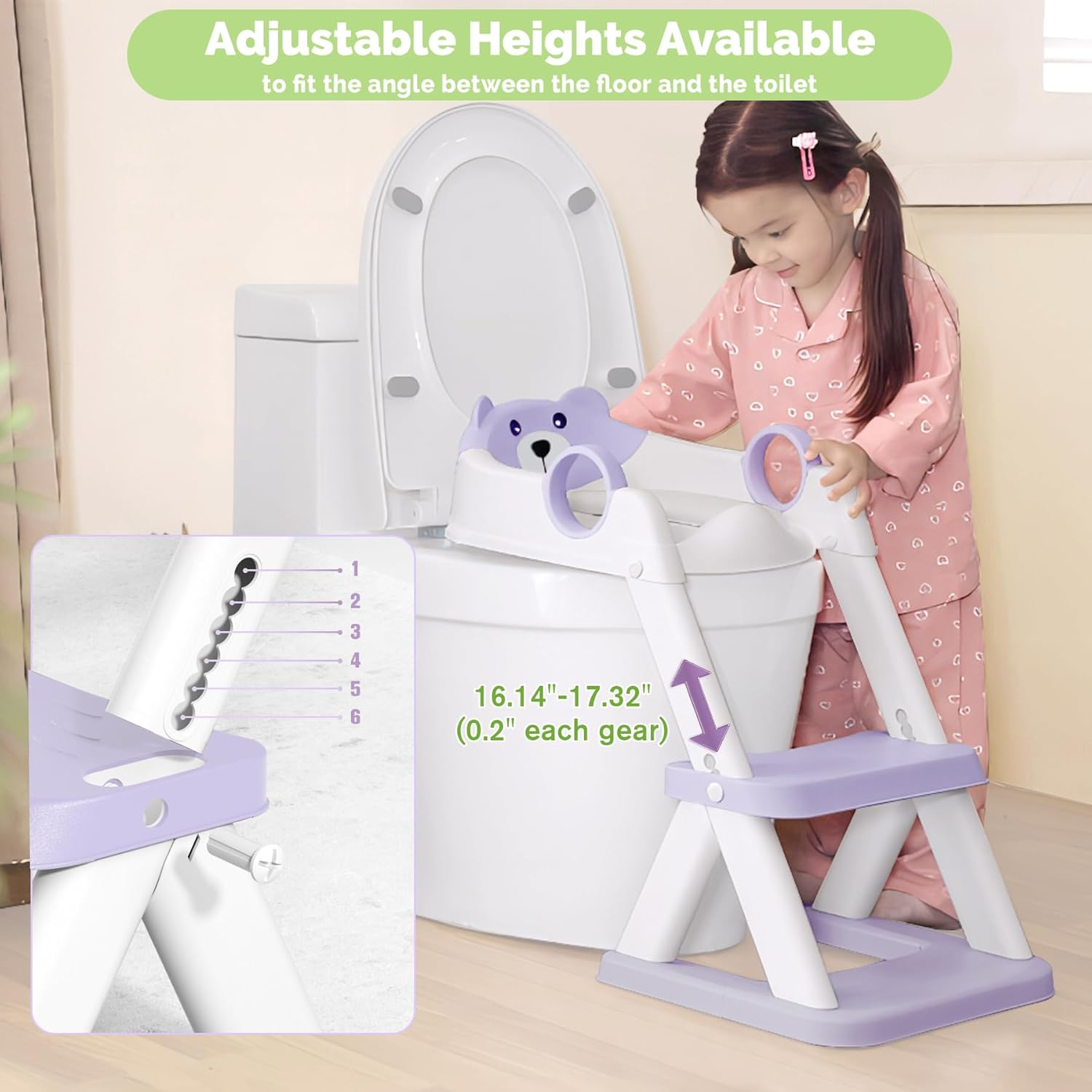 COOSEYA Toilet Seat, Potty Training Seat for Toddler, Upgraded 2-In-1 Potty Toilet Training for Boys and Girls,Waterproof Cushioned Mat with Non-Slip Step Stool(Purple) image number 3