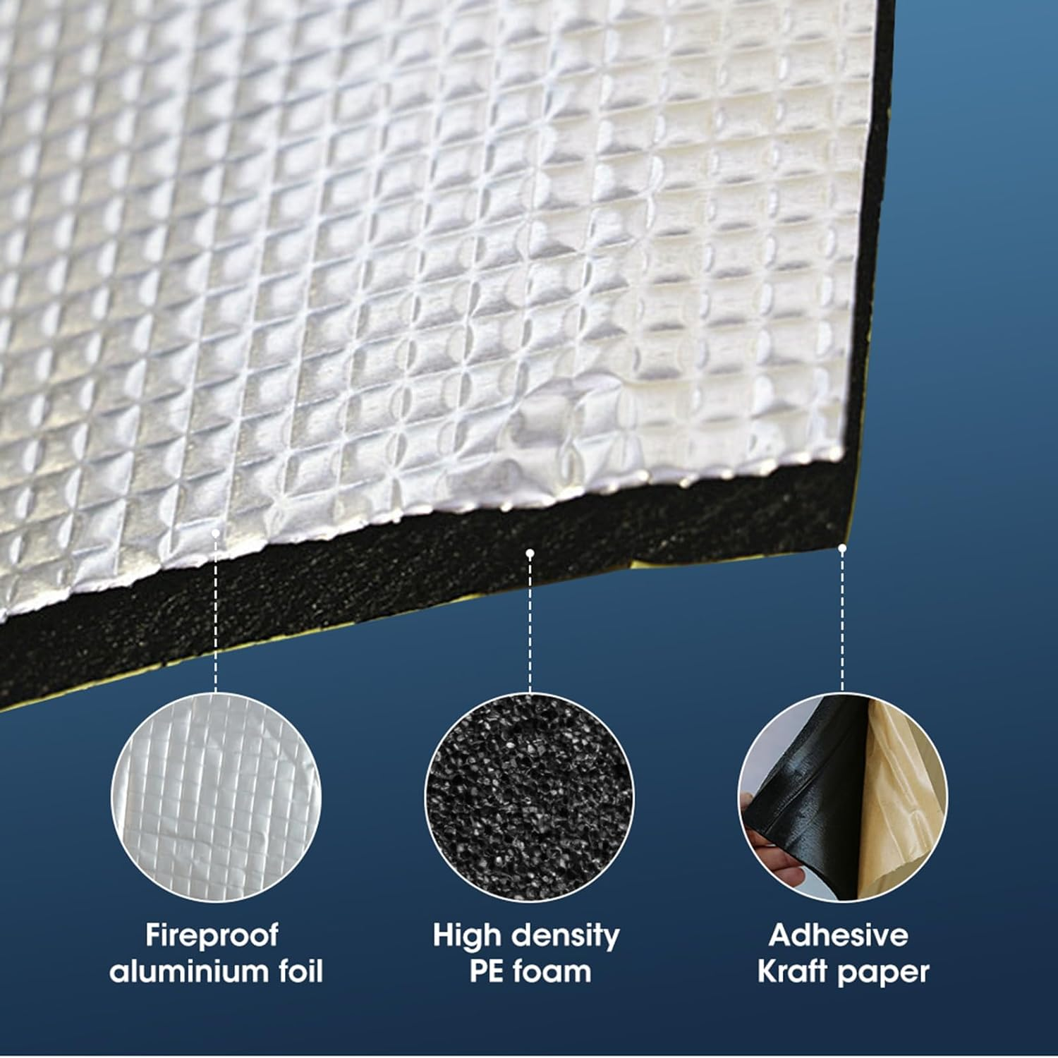 Manan Sound Deadener 10MM Car Noise Proofing Insuation Mat Auto Heat Shield Foam Waterproof & Fireproof Easy to Cut Self-Adhesive | 10Mm Thick, 5M X 1M/Roll image number 3