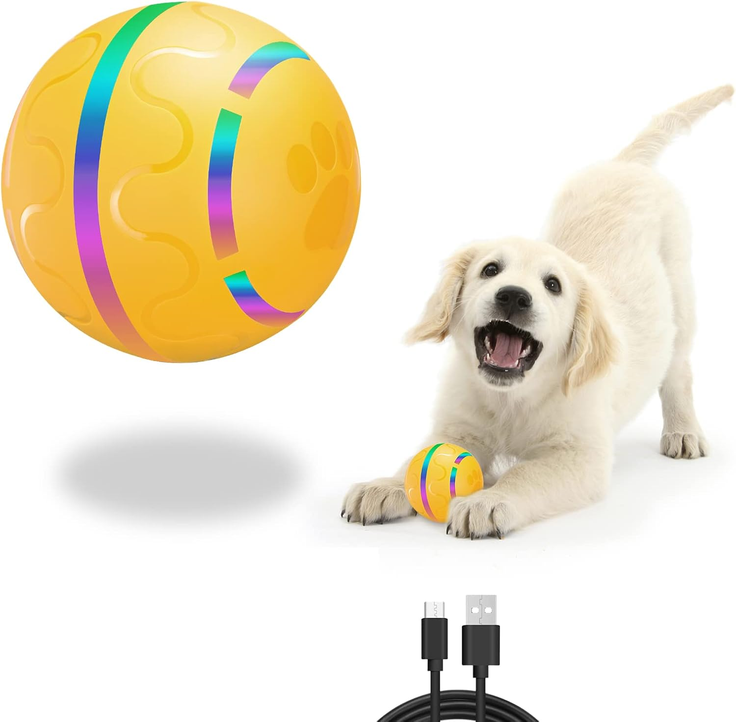 Belobill Interactive Dog Ball Toys, Wicked Ball, Durable Motion Activated Automatic Rolling Ball Toys, Jumping Activation Ball for Puppy/Small/Medium Dogs, USB Rechargeable