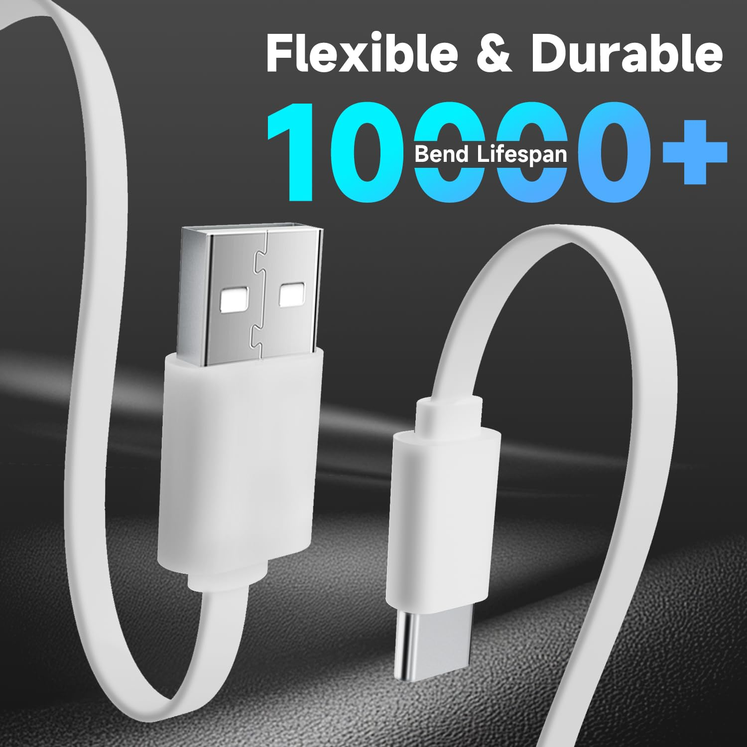 2 Pack 5M Flat Power Extension Cable for USB-C Enabled Home Security Cameras or Other Devices(Phone,Switch Pro Controller,Etc), USB a to Type C Extension Charging and Data Sync Cord image number 1