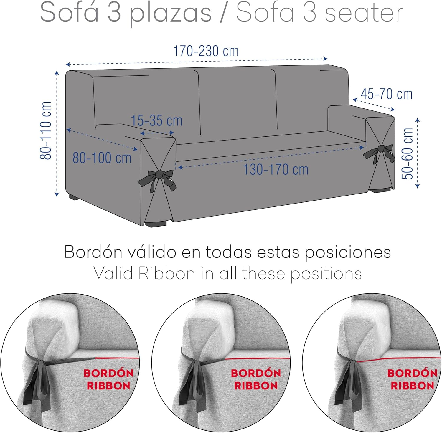 Eysa Levante Sofa Cover, Cotton, Beige, 180-230 Cm, 3 Seats image number 4