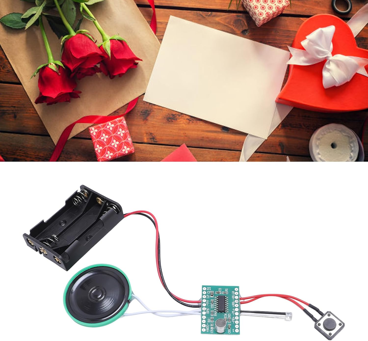 Wisoqu 4-Minute Voice Recording Module with Speaker, Light Activated Loop Playback Sound Chip for Greeting Cards & DIY Crafts