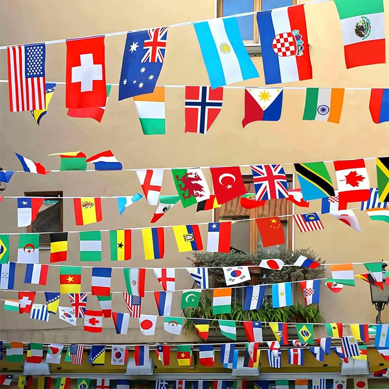 World Flag Banner - 47.5Ft/14.5M 50 Nations Flags Bunting Decoration, Countries Strung Banners for International Events image number 5