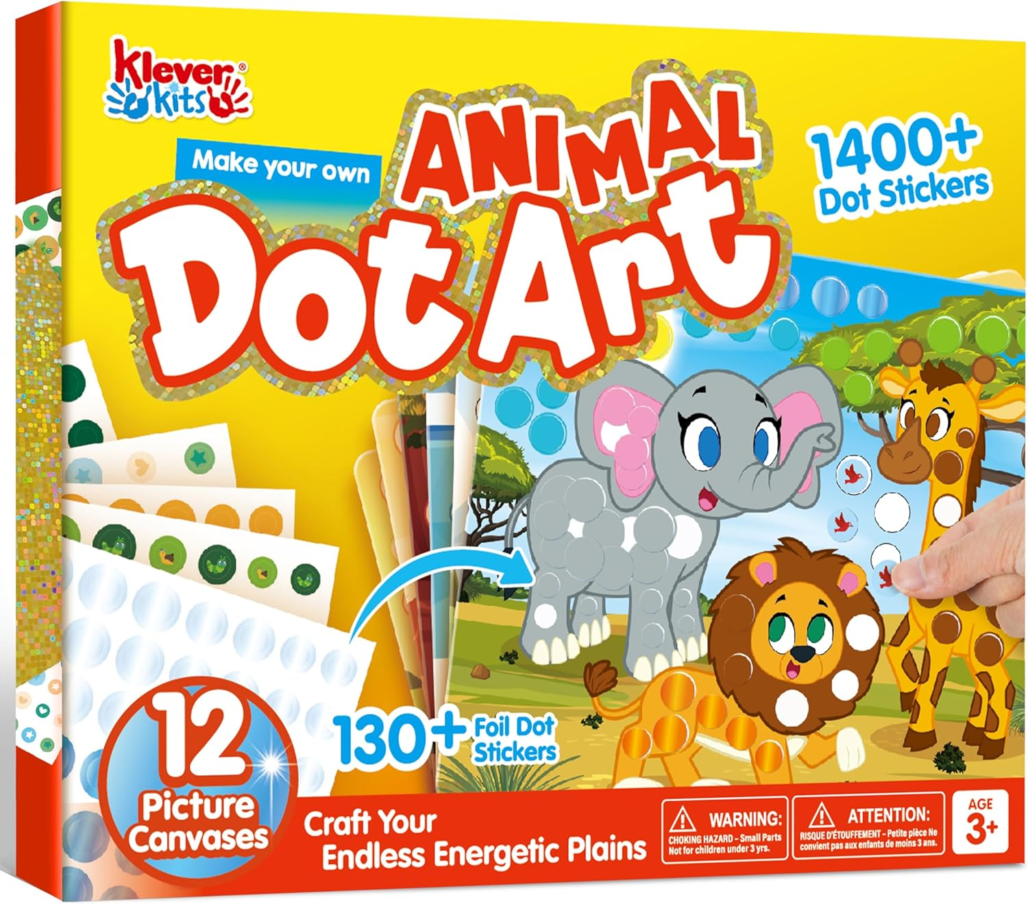 Klever Kits Dot Art Activity, Dot It Animals, Sticker Craft Set for Children, DIY Craft Set for Crafts Kit, Birthday Gifts for Children from 3+ Years, Airplane Travel Toy image number 3