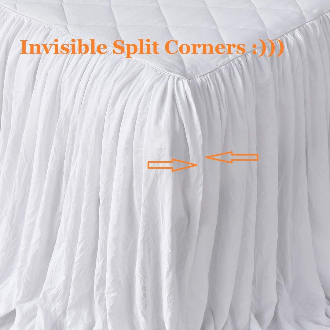 Queen'S House Shabby Dust Ruffle White Bed Skirts King-02 image number 1