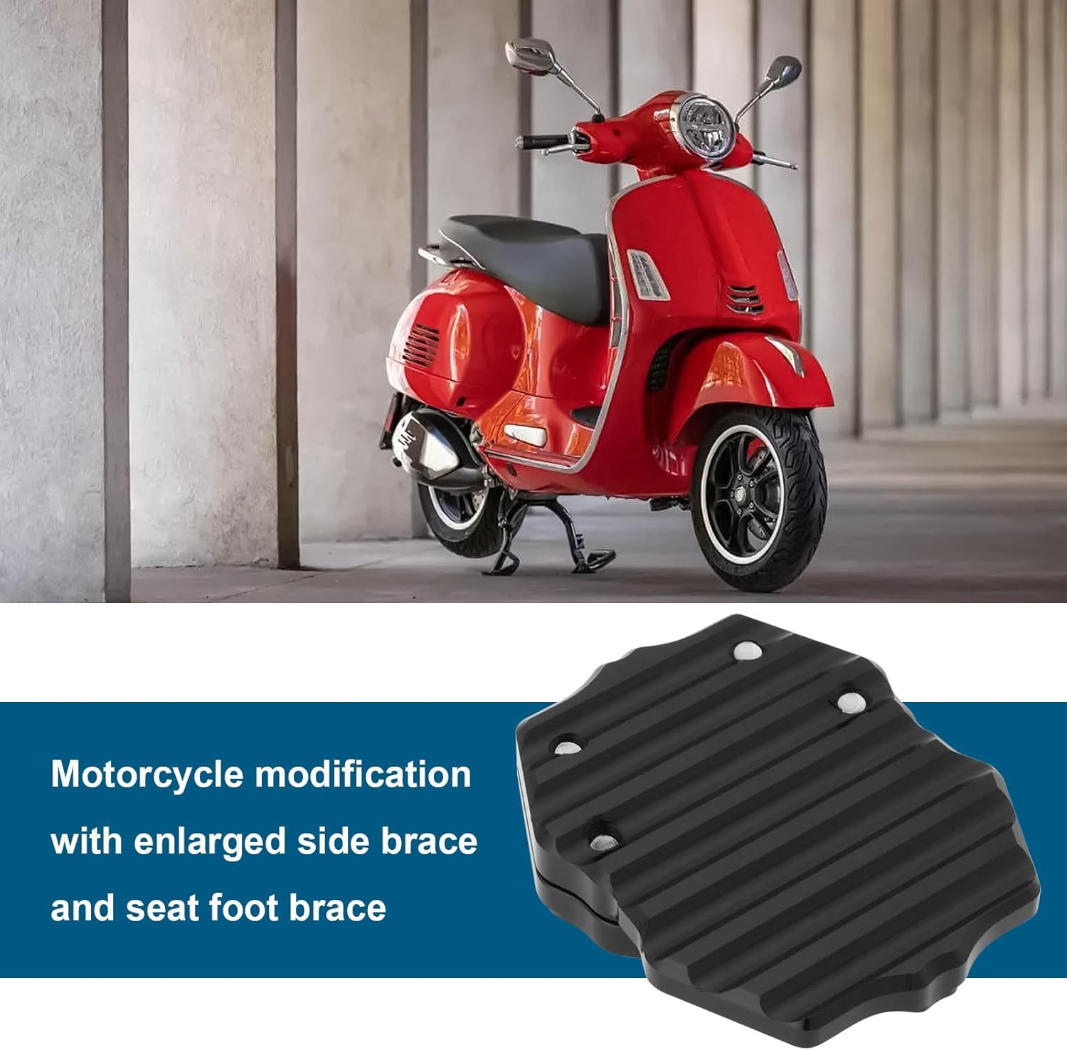 LT Easiyl 1PC Motorbike Kickstand Pad Aluminum Alloy Foot Side Stand Enlarge Extension Pad 69.6X55.9Mm Compatible with Piaggio Vespa GTS GTV 250 300 2013-2023 Black