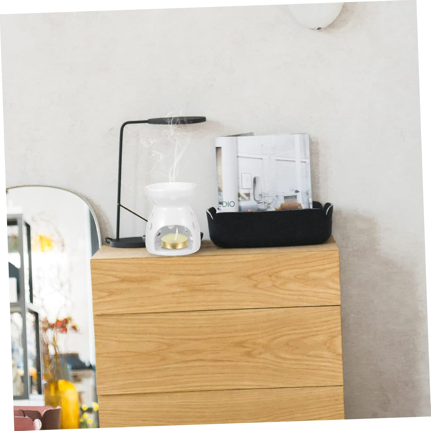 Ceramic Aromatherapy Burner Small Tealight Candle Holder for Bedroom Essential Oil Burner Function for Home Decor and Relaxing Aroma image number 4