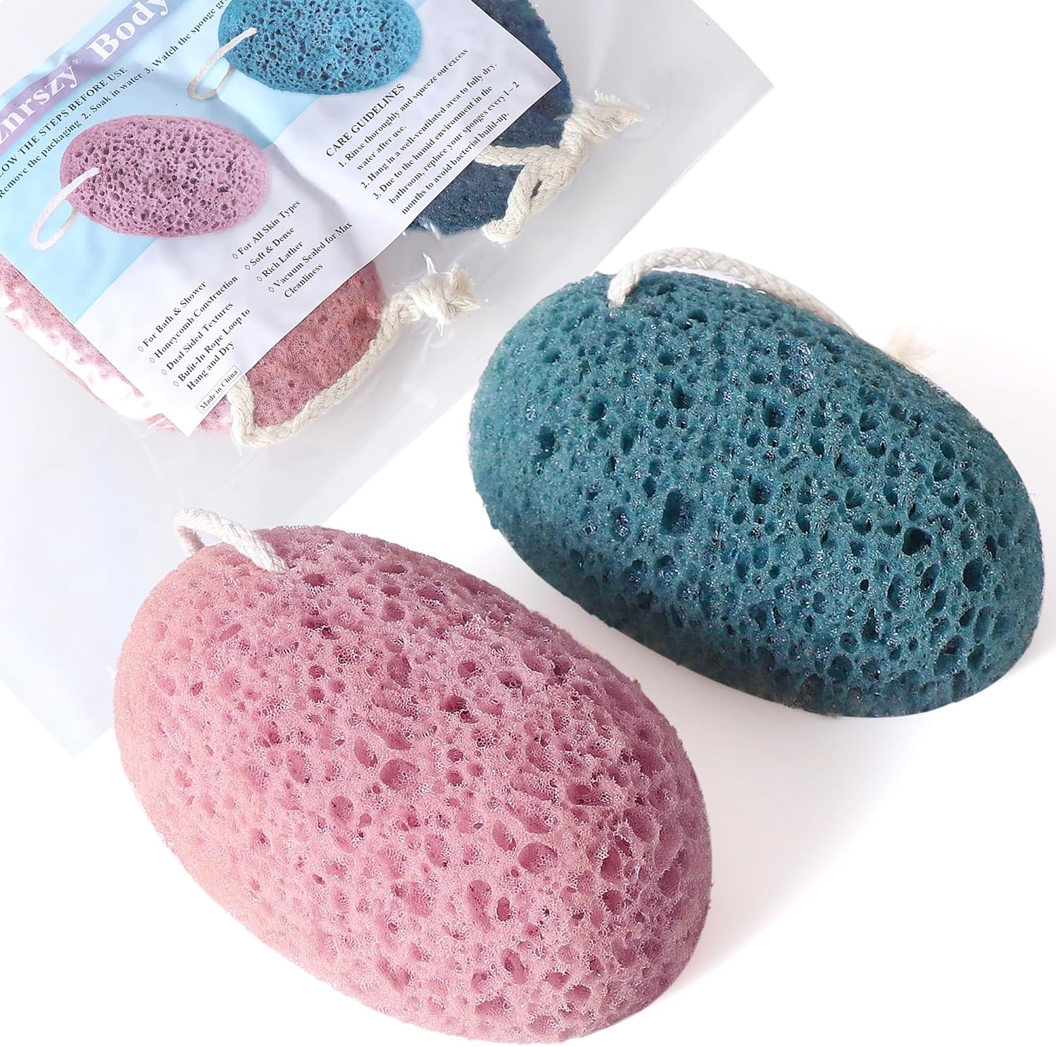 Shower Sponge for Body, 2Pcs Bath Sponges Body Wash, Soft Loofah Puff Foam Sponges Gentle Cleansing & Exfoliating for Women Men All Skin Types image number 6