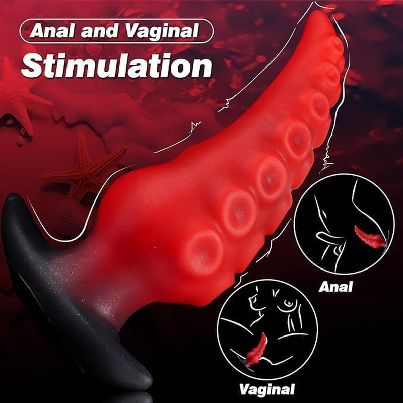 6.3 Inches Large Butt Plug, Huge Anal Plug, Tentacle Butt Plug, Prostate Massager, Monster Dildo, Gurved Red Big Anal Stretcher Trainer for Men Women Couple Gay image number 1