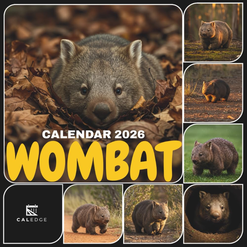 Wombat Calendar 2026: Monthly Wildlife with Australian Marsupials, Discover Cozy Burrows and Natural Landscapes through Every Month