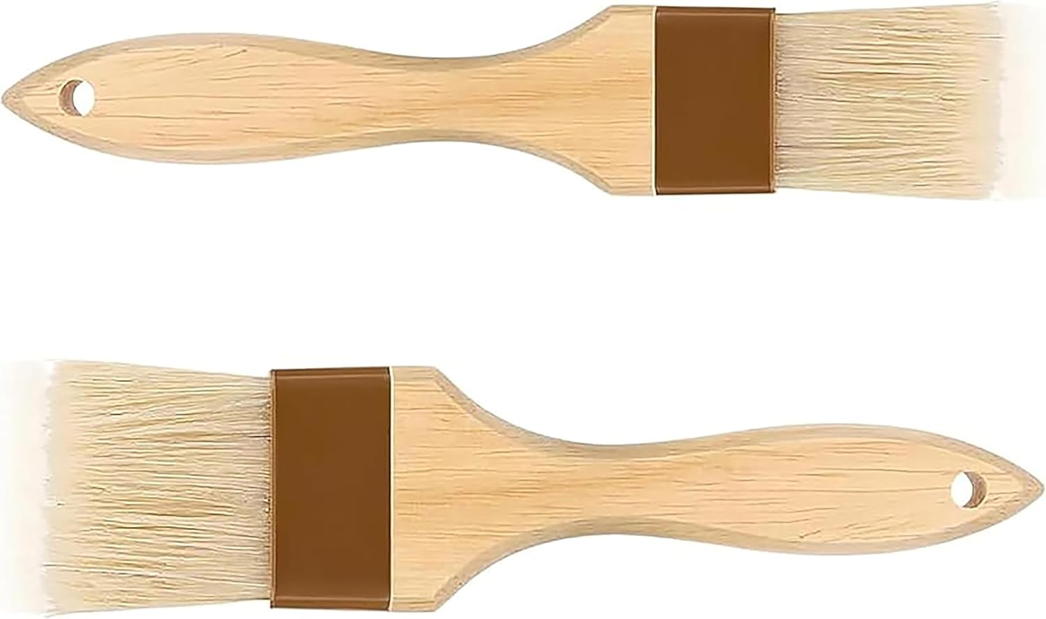 2Pcs Natural Bristle Basting Brushes Kitchen Oil Brushes Baking Cooking Oil Brushes,Boar Bristle Brushes BBQ Brushes,Pastry Basting