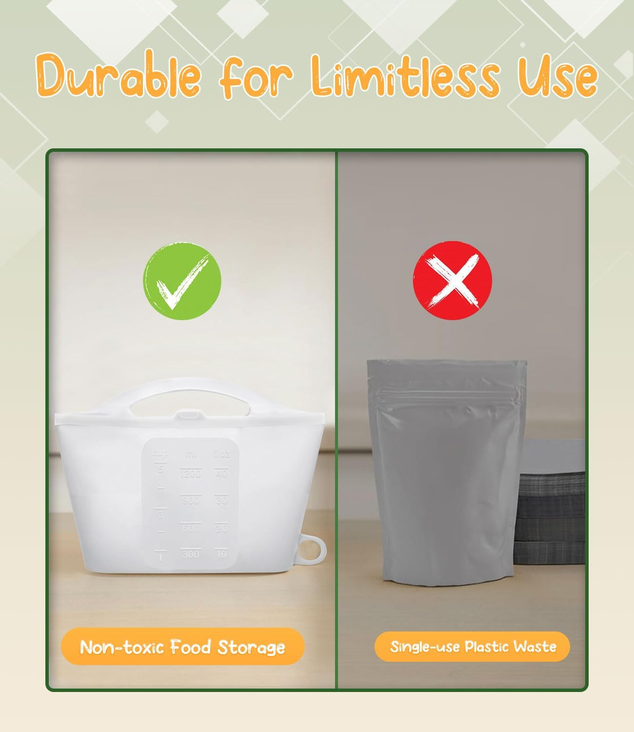 Silicone Microwave Steam Sterilizer Bag - 2Pack Microwave Steriliser Bag for Baby Bottles, Breast Pump Parts & Other Toddler Accessories, Reusable Sterilizing Bag - Packaging May Vary（1200Ml） image number 2