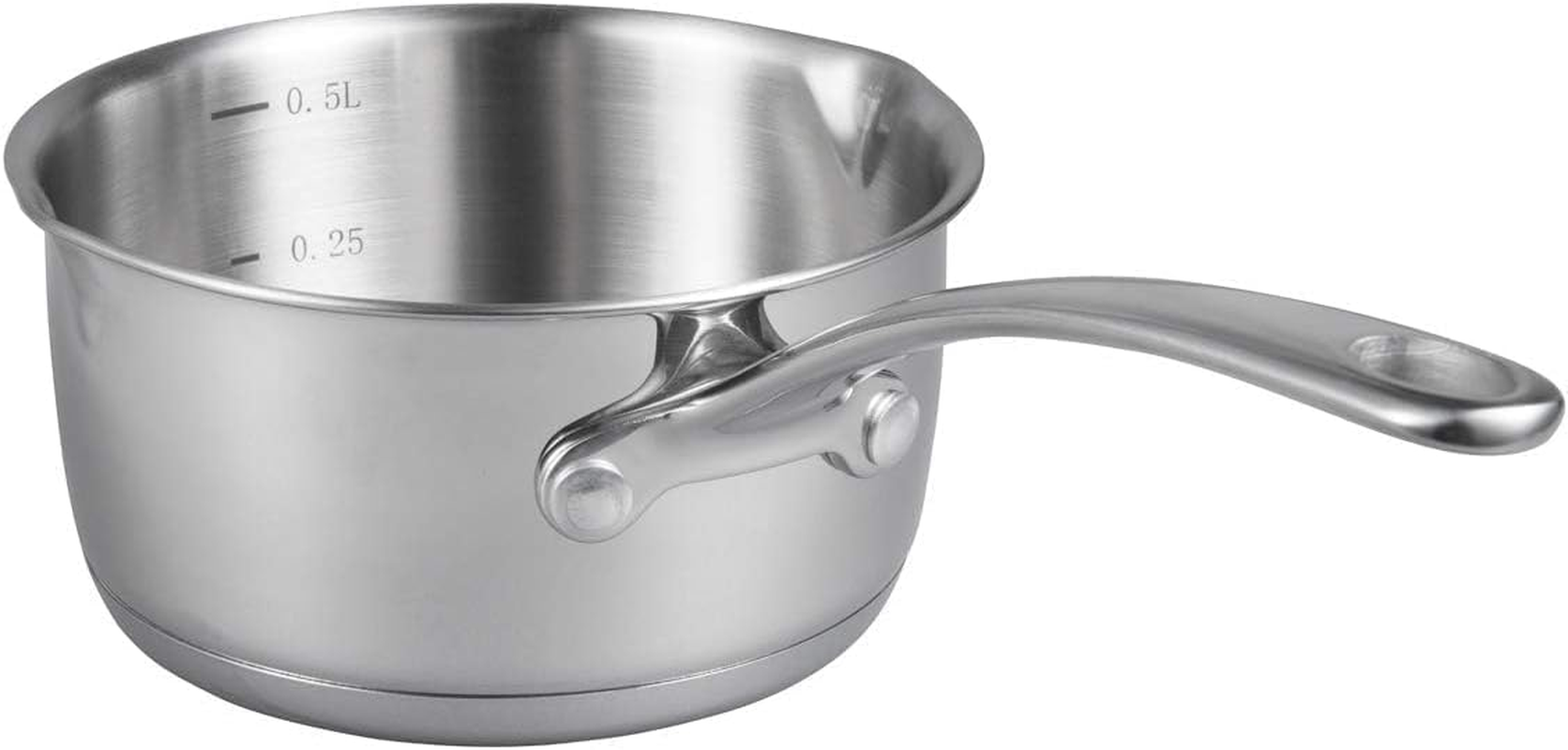 IMEEA 500Ml Butter Warmer 18/10 Tri-Ply Stainless Steel Saucepans with Dual Pour Spouts Heavy Duty 0.5-Quart image number 6