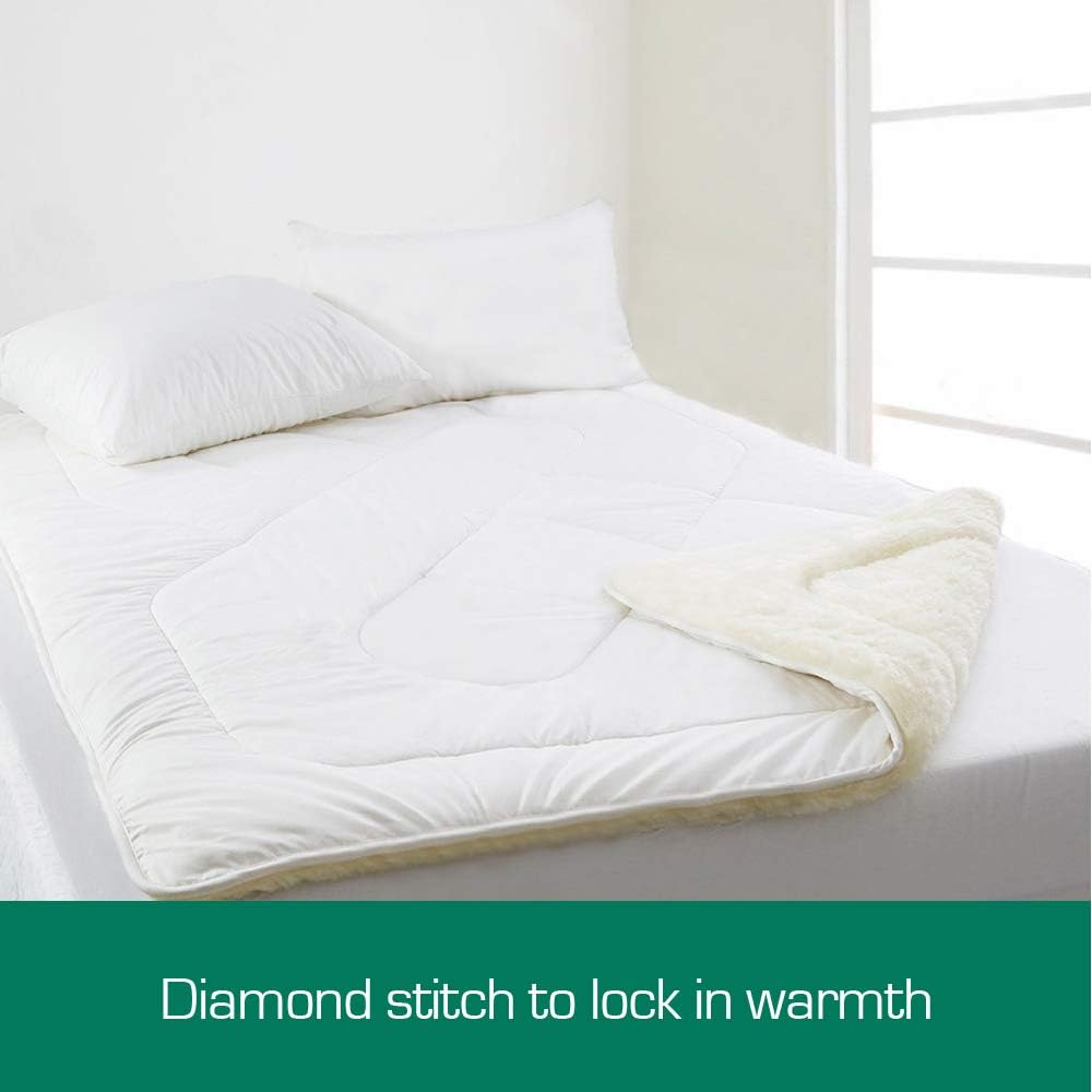 Australian Made Fully Fitted/Straps Reversible Luxury Wool Underlay/Underblanket (Four Corner Straps, 183 X 203Cm (King)) image number 5