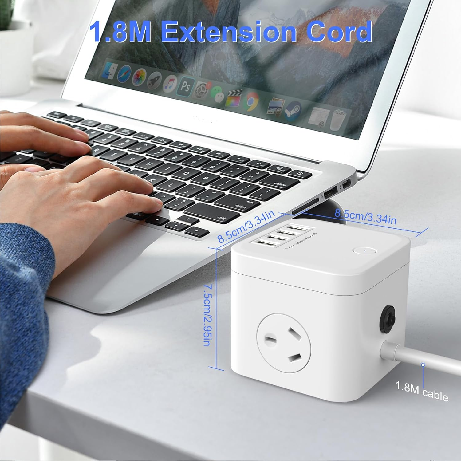 HITRENDS Power Strip with USB, Cube Charging Station,Outlet Extender with 3 AC Outlets, 4 USB-A Power Strip Surge Protector, 1.8M Power Cord, USB Power Board for Household Appliance image number 6