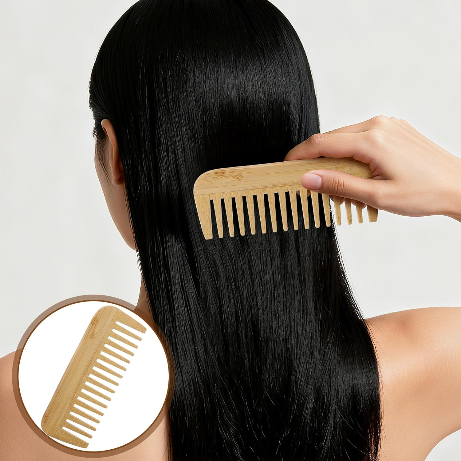 Mabor Pack of 2 Bamboo Hair Combs Men'S Antistatic Comb Men 14 Cm Comb Coarse Wide Teeth Combs for Men and Women image number 3