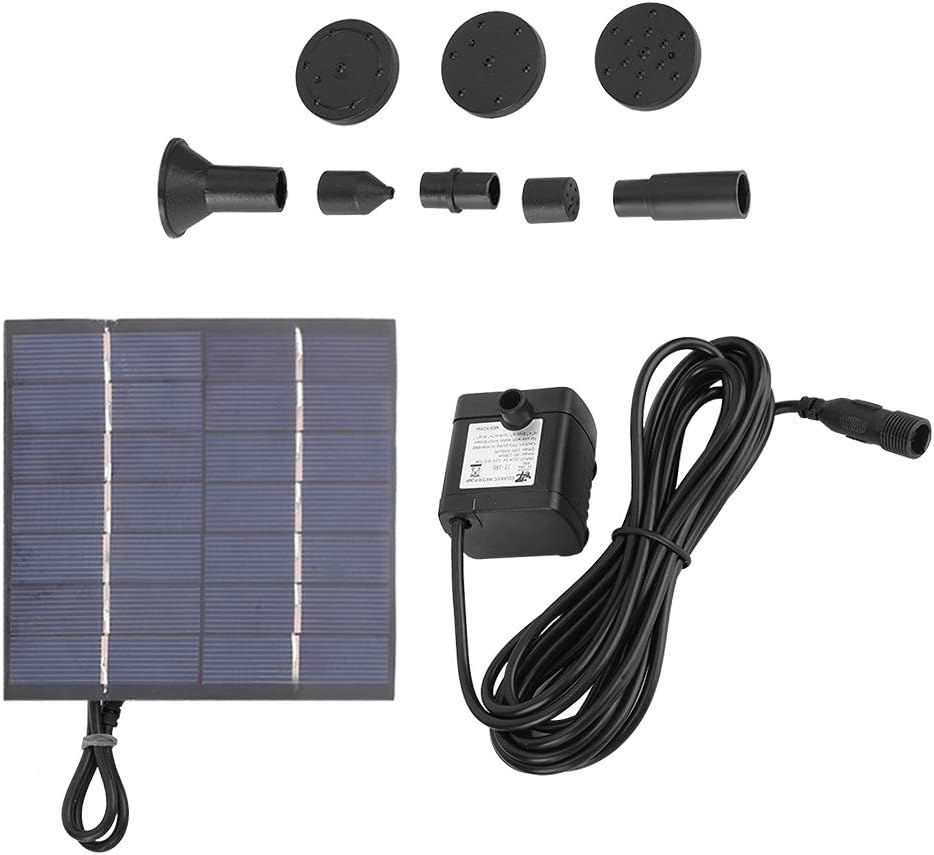 1.4W Solar Panel Submersible Fountain Kit for Small Pond, Garden Decoration - 5 Sprinkler Heads image number 6