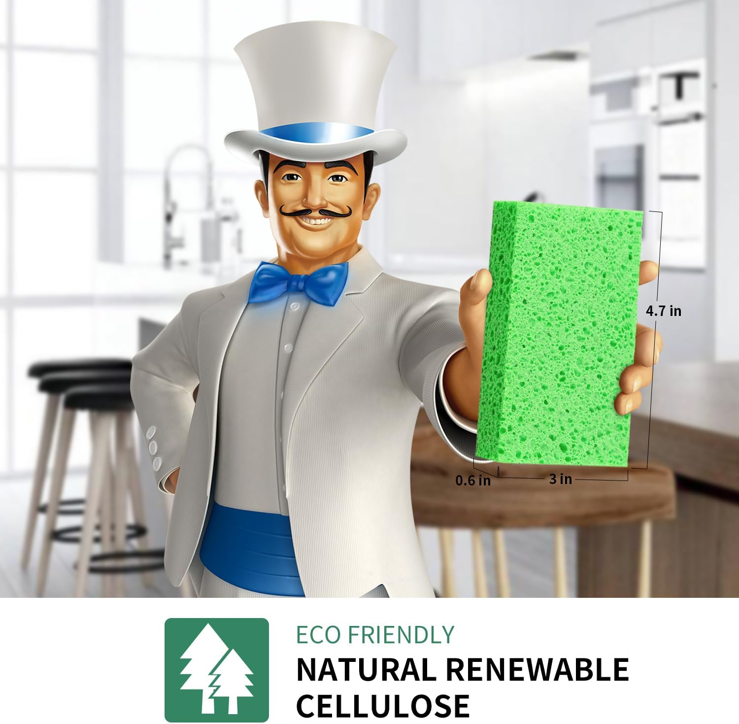 MR.SIGA Scrub Sponges, Non-Scratch Sponges for Dishes, Kitchen Sponge Dish Scrubber, 12 Pack image number 3