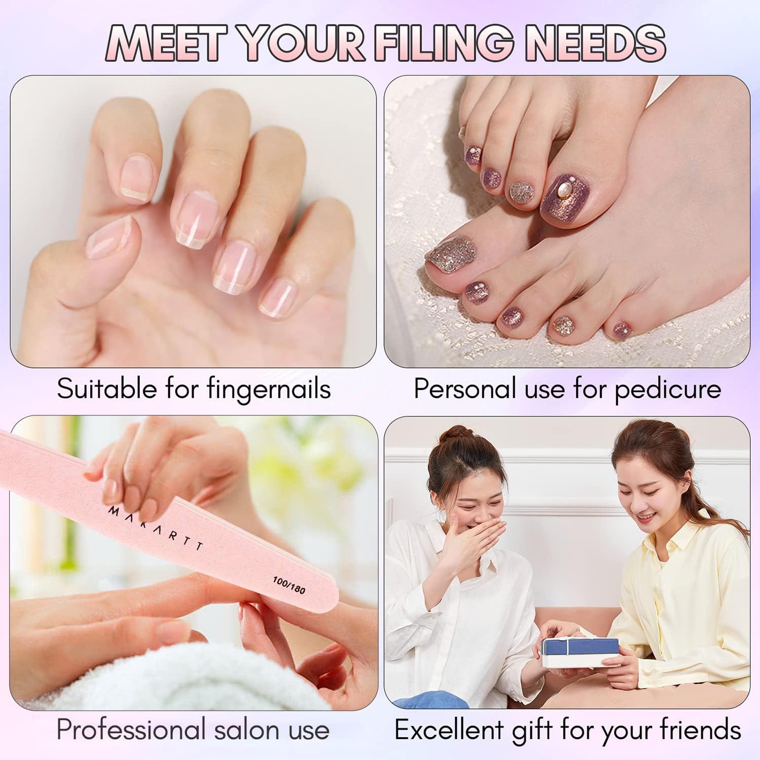 Makartt Nail Buffer Block, 100/180 Grit Sponge Nail Files, 10Pcs Double Sides Pink Nails Sanding Filer for Acrylic Gel, Professional Manicure Art Buffering Kit for DIY Salon Use image number 6