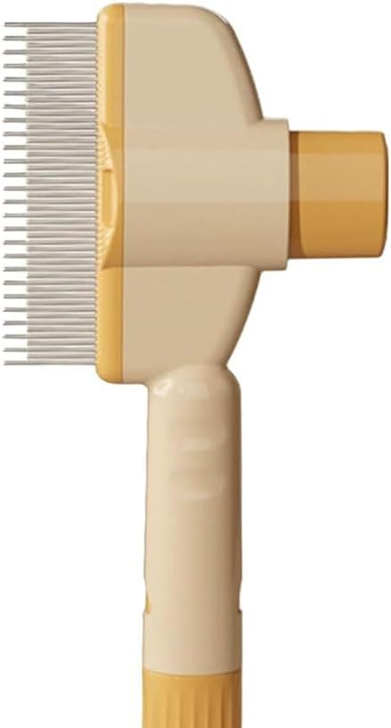 Pet Hair Removal Comb with Release Button, Dog and Cat Grooming Brush for Short and Long Hair, Flea Comb and Shedding Tool for Indoor Pets (Yellow)