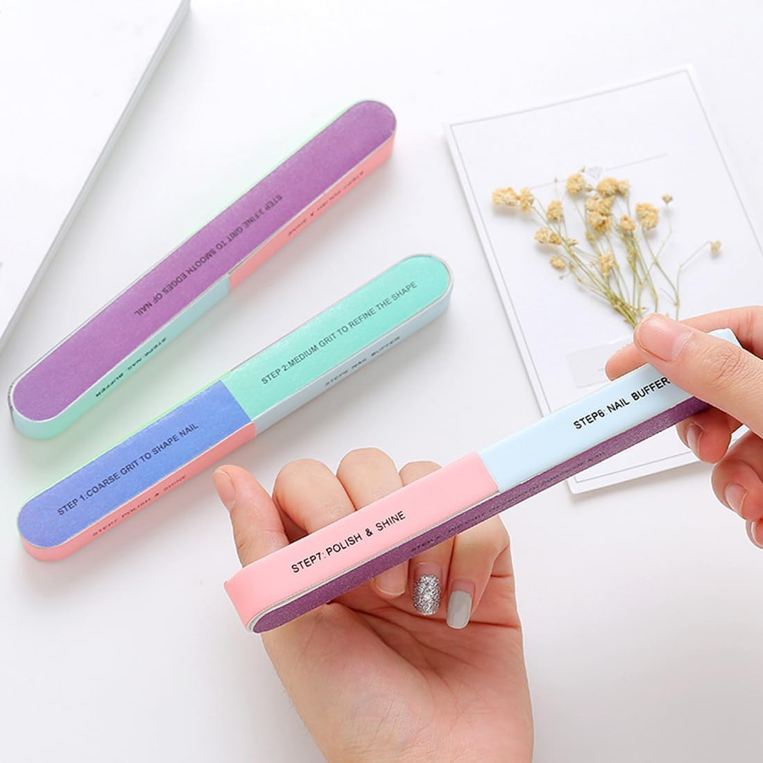 SGERUFZ Pack of 8 Multifunctional Multidimensional Nail Polishing File and Buffer for Natural Nails and Nail Salons (Coloured) image number 1