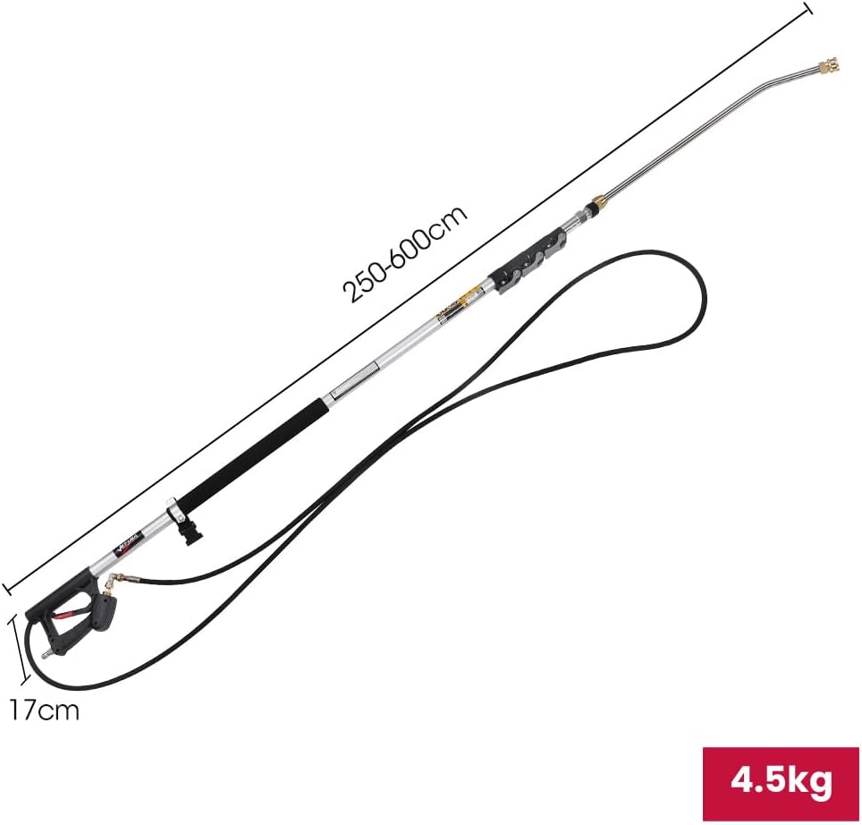 Jet-Usa 4000PSI 550Cm Telescopic Pressure Washer Wand Extension Attachment, with Standard 3/8" Inlet