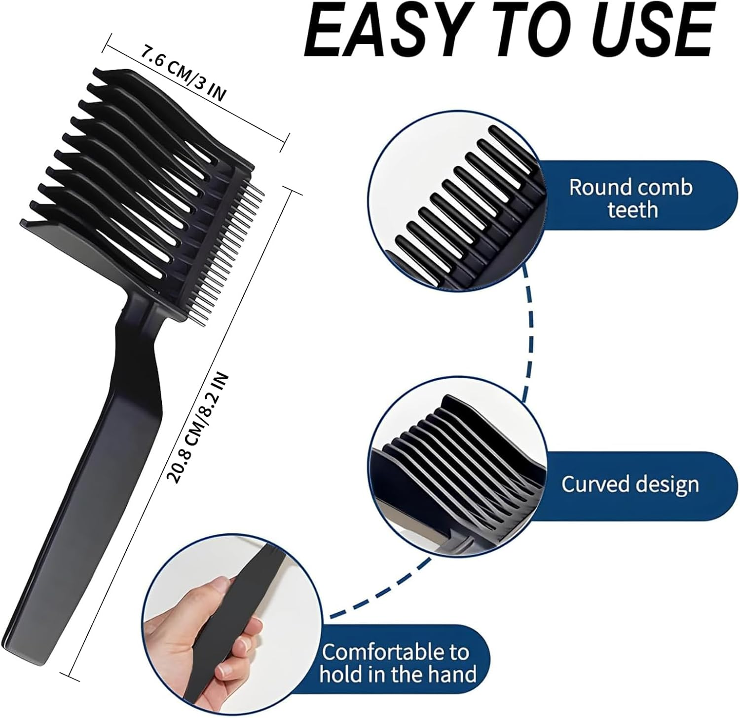Itadaku 3-Pack Fade Comb Set, Curved Fade & Positioning Comb for Beard Styling, Sideburns, and Men'S Hairstyles, Professional Hair Cutting Tool for Home, Salon, and Barbershop Use image number 1