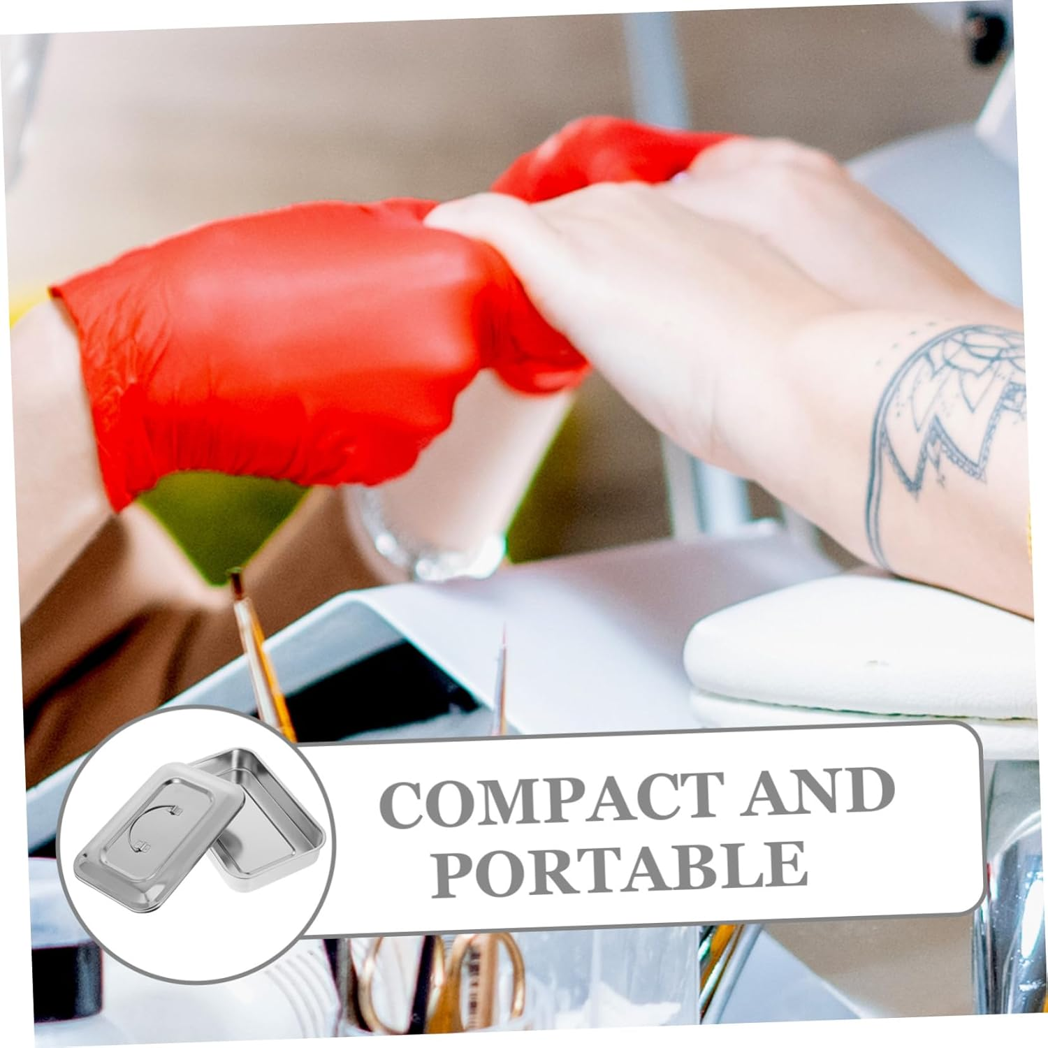 Gogogmee Sterilization Tray Stainless Steel Cover for Beauty Salon Use Case Sterilizer Sterile Tray Microwave image number 1