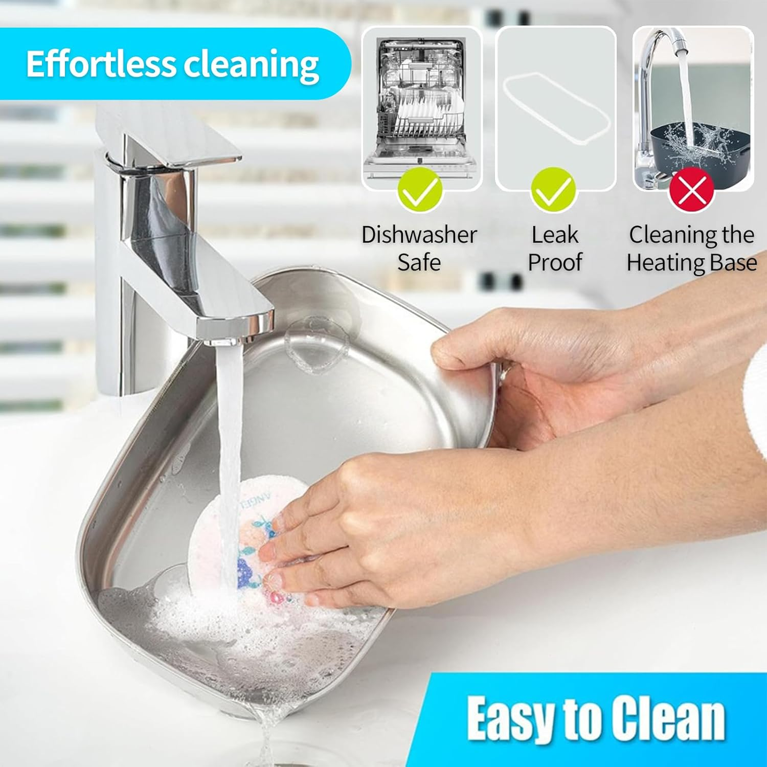 Stusgo Electric Lunch Box Warmer Heated Lunch Box, 60W, Leak Proof with 304 Stainless Steel Container & Spoon, AU Socket 220V 12V 24V, 3 in 1 Portable Food Warmer for Car, Home, Office, School(Green) image number 3