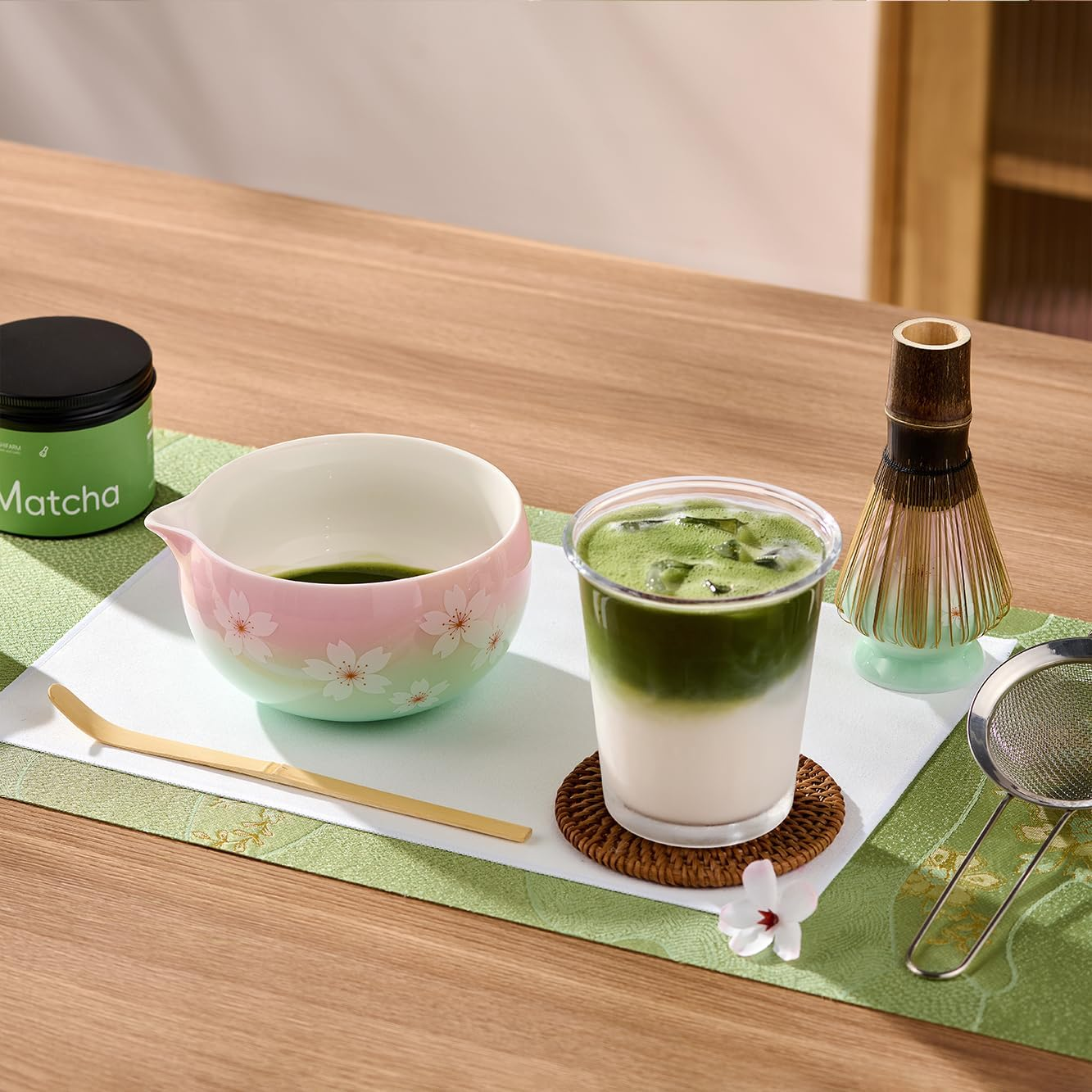 Combojoy Matcha Whisk Set &ndash; Japanese Tea Ceremony Kit with Ceramic Bowl, Purple Bamboo Whisk (Chasen), Holder, Sifter & Scoop &ndash; Complete Matcha Kit, Women Gifts for Tea Lovers image number 4