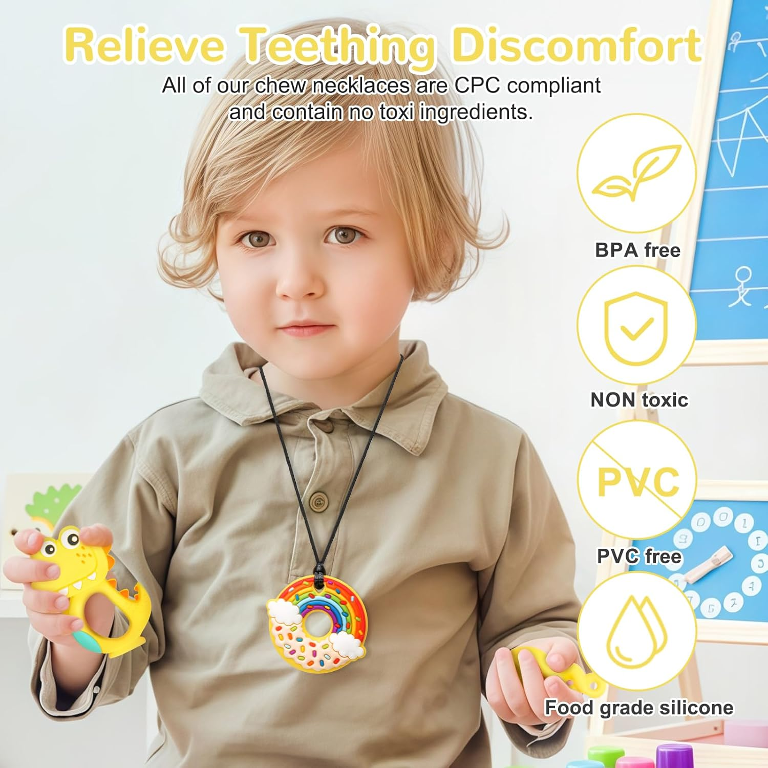 MR.TIMELAG Baby Chewing Teether - Bpa-Free Silicone Teething Toy for Infants 3+ Months, Soothing Textured Chew Toy for Sore Gums, Easy-To-Hold Teething Relief with Massage Nubs Chewing Big-Eyed image number 6