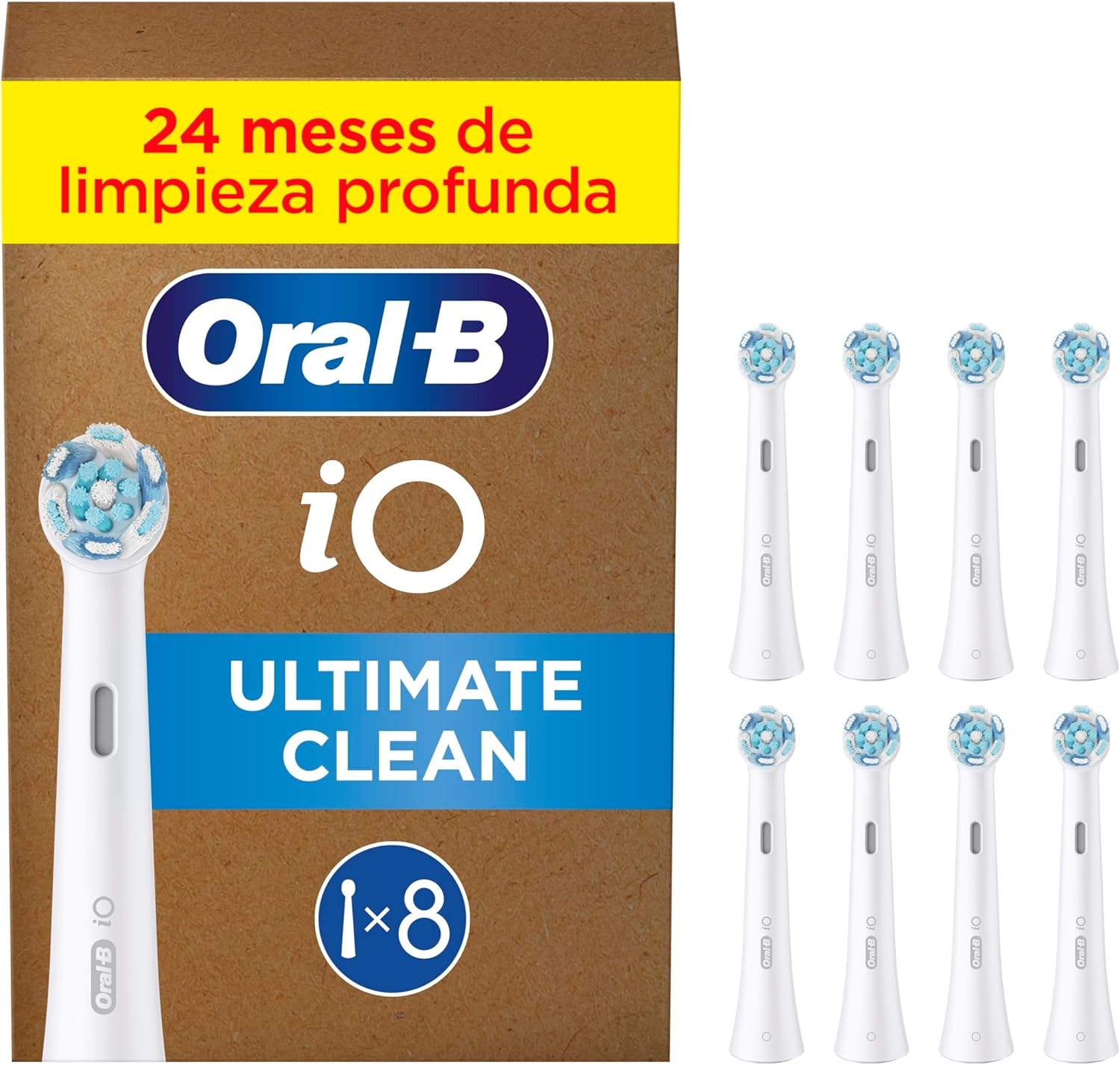 Oral-B Io Ultimate Cleaning Electric Toothbrush Heads, 8 Pieces, Ultimate Tooth Cleaning, Toothbrush Attachment for Oral-B Toothbrushes, Letterbox Enabled Packaging image number 1