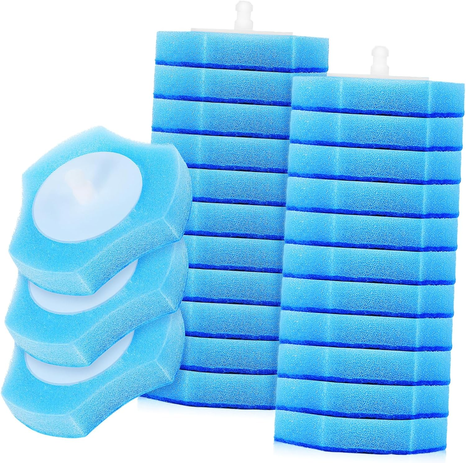 GANAZONO 30Pcs Disposable Sponge Brush Heads Toilet Bowl Refill Pads Bathroom Cleaning Supplies Blue Replacement Heads for Washers and Brushes image number 6